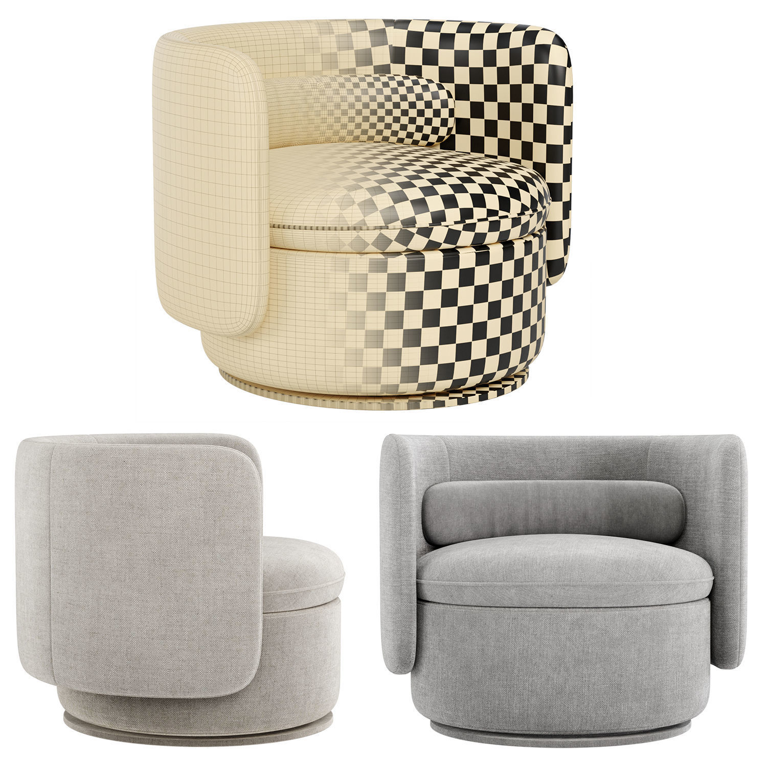 Alessandra swivel armchair 3D model_4