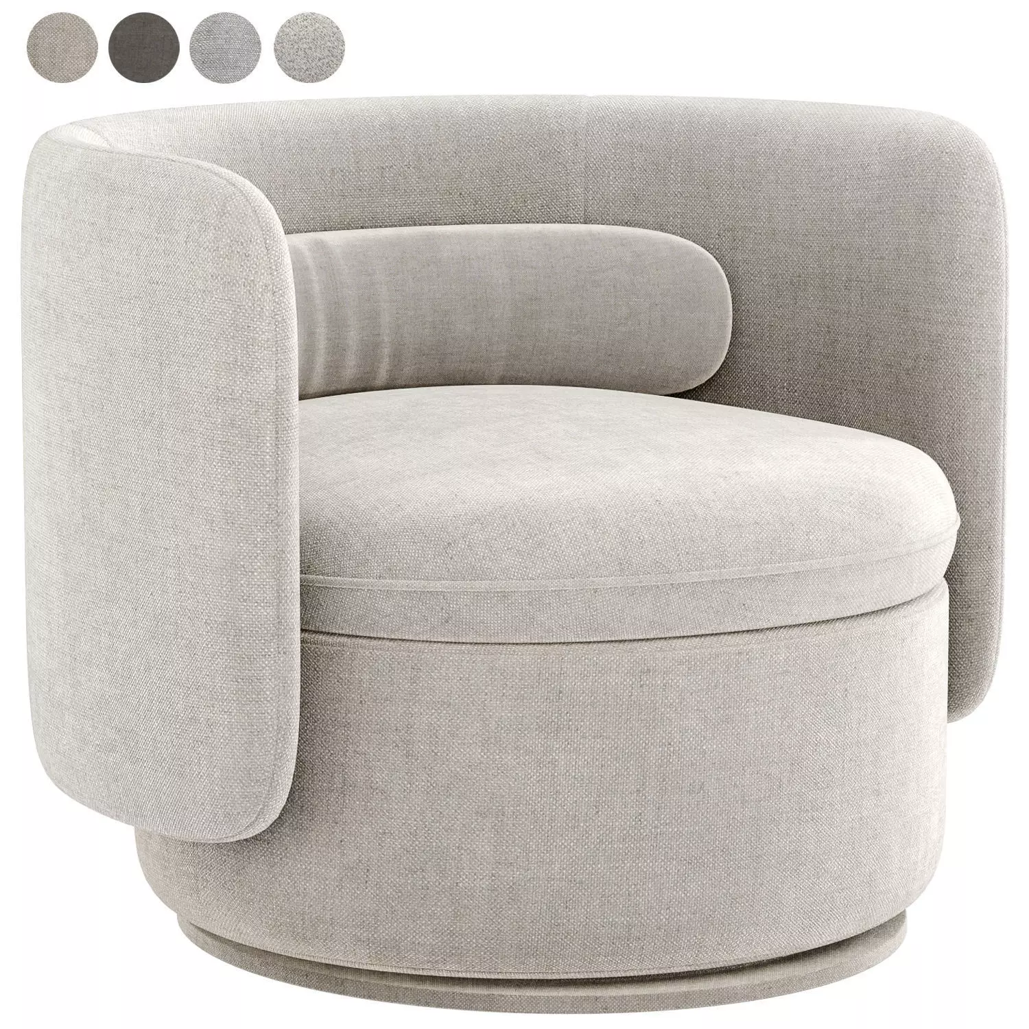 Alessandra swivel armchair 3D model_0