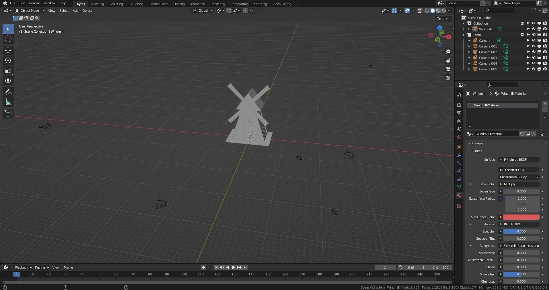 Windmill wooden Low-poly 3D model_14