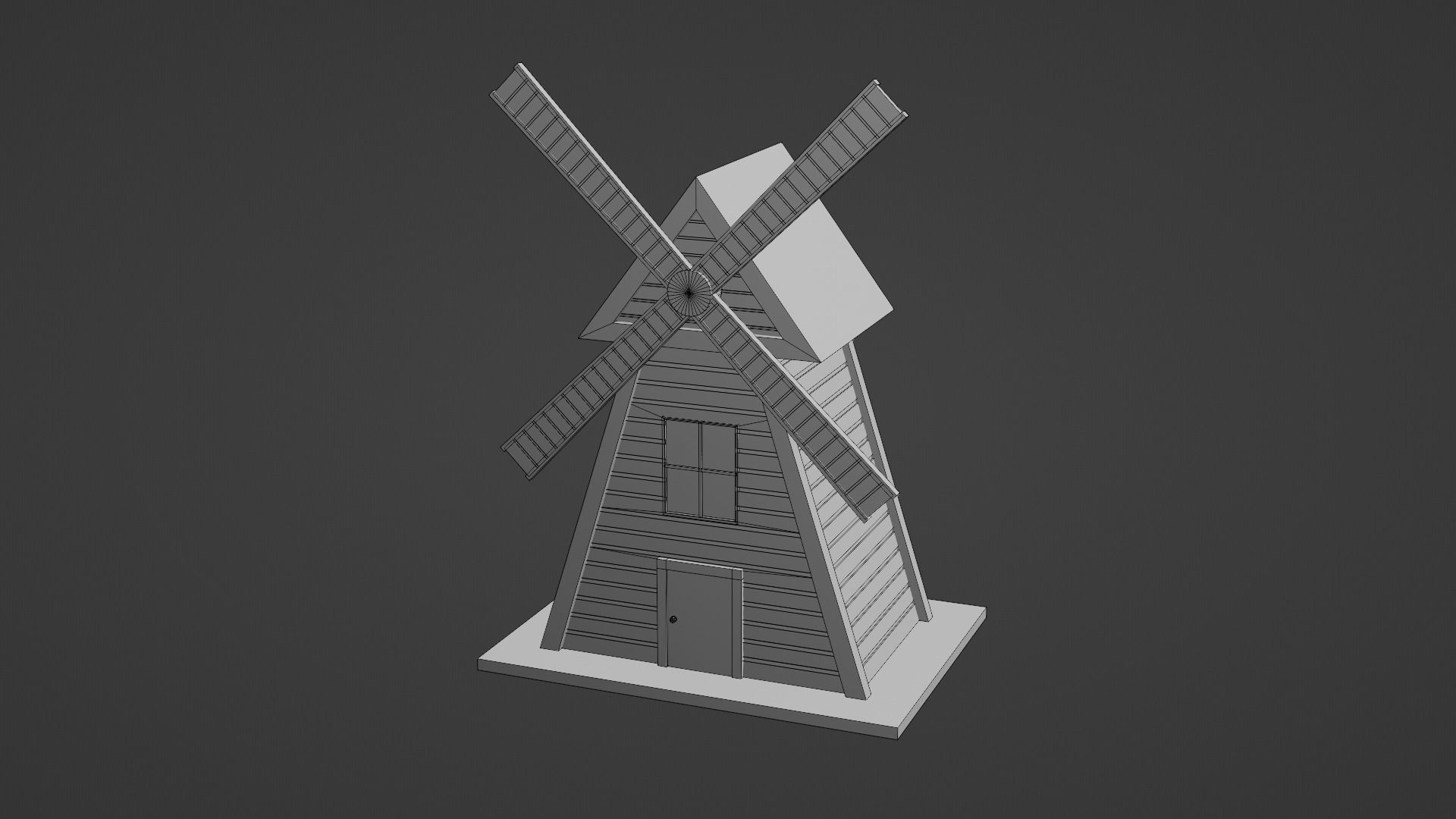 Windmill wooden Low-poly 3D model_8