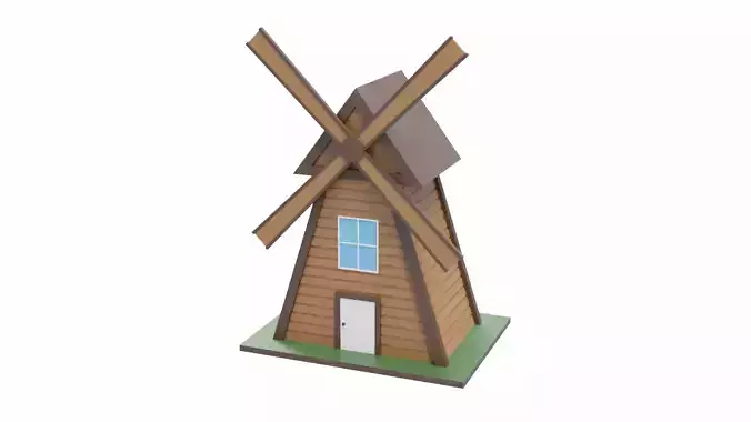 Windmill wooden Low-poly 3D model
