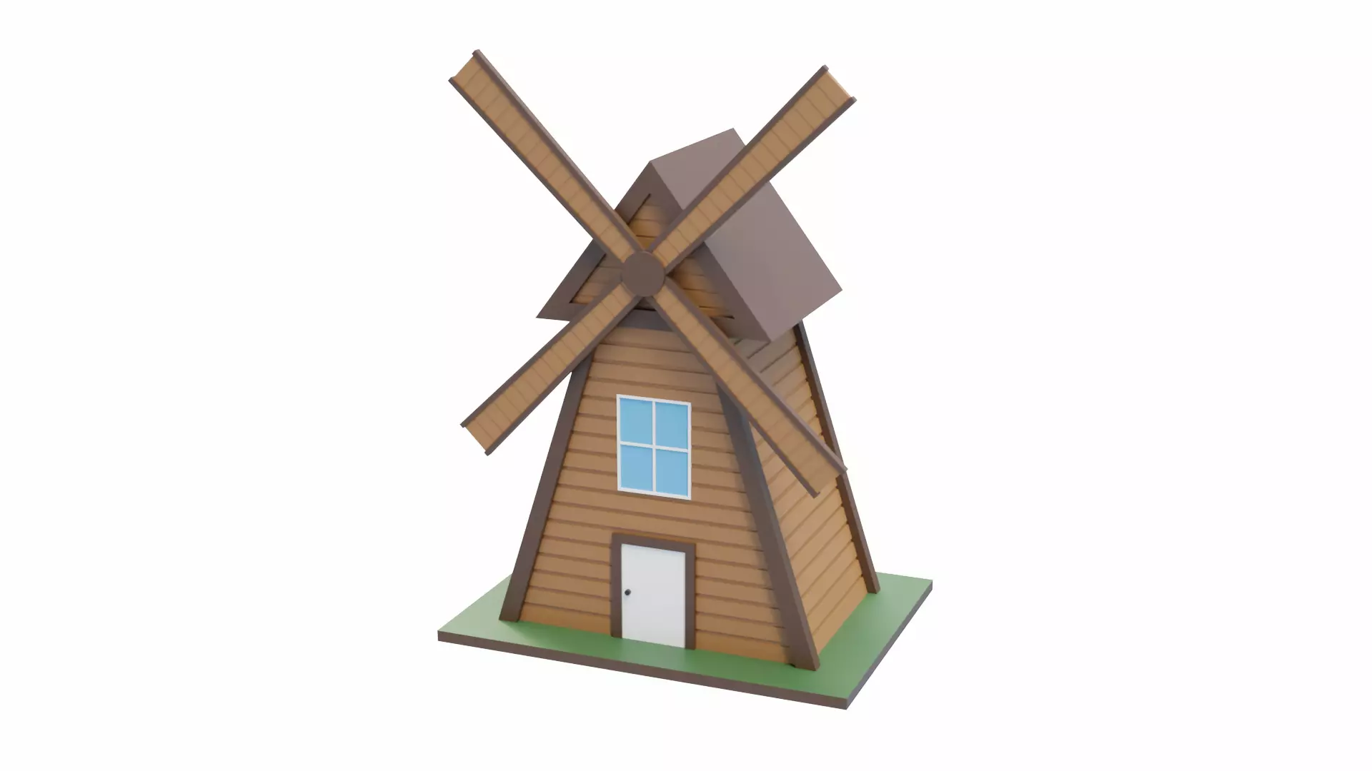 Windmill wooden Low-poly 3D model_0