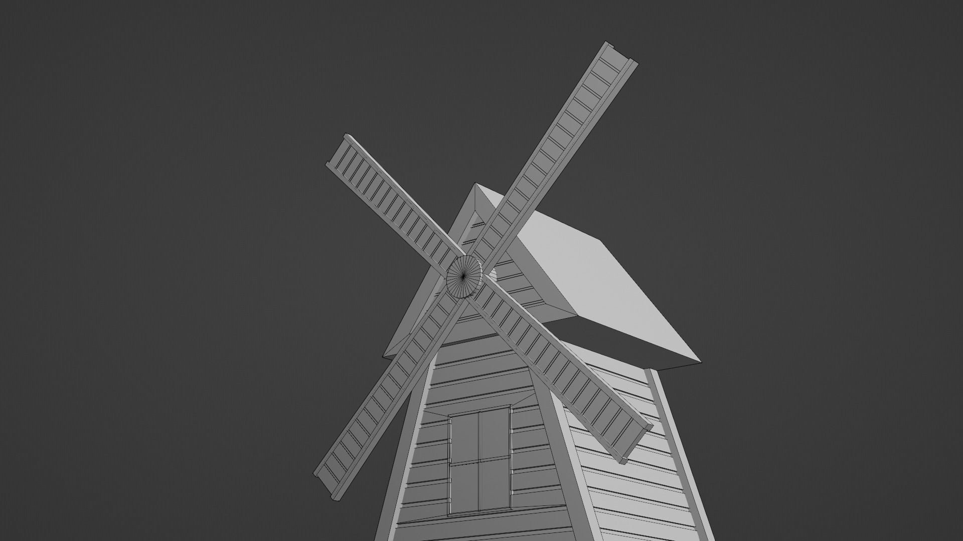 Windmill wooden Low-poly 3D model_11