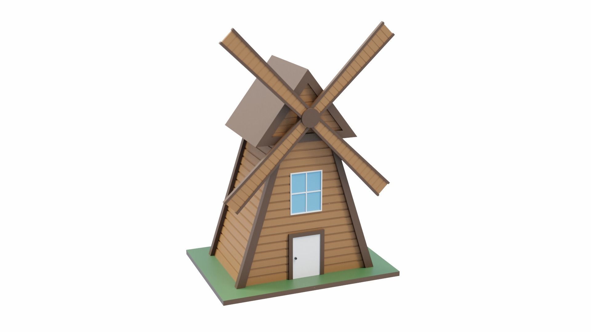 Windmill wooden Low-poly 3D model_4