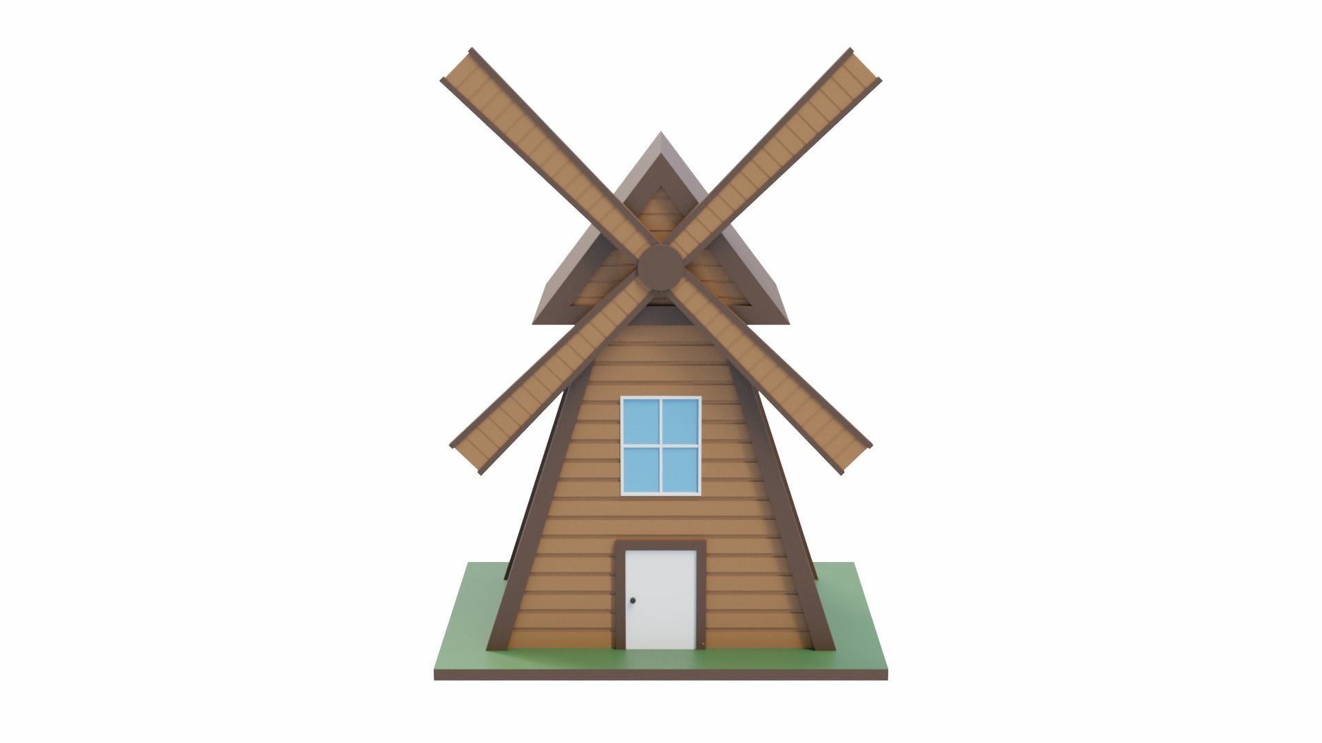 Windmill wooden Low-poly 3D model_3