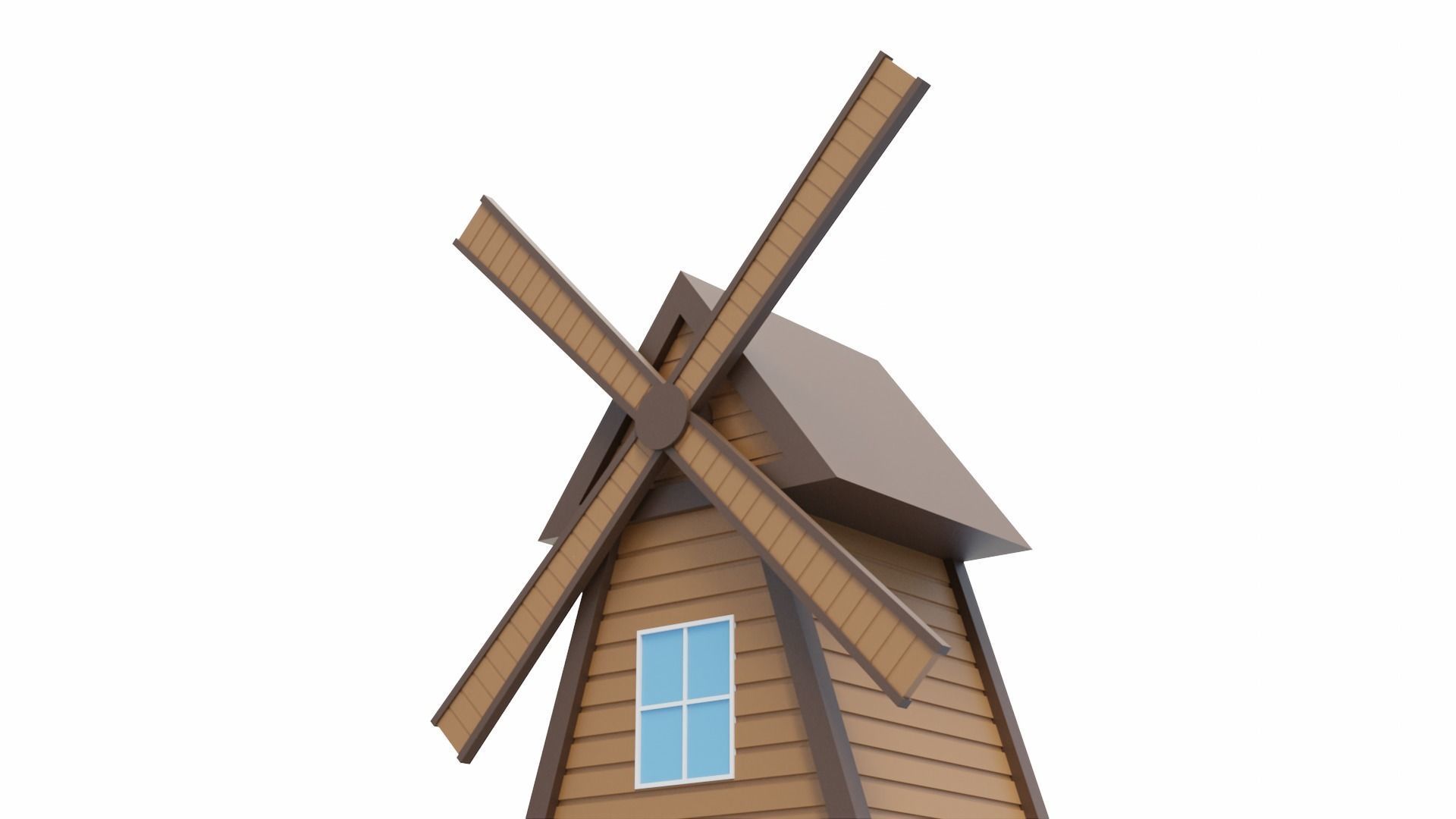 Windmill wooden Low-poly 3D model_5