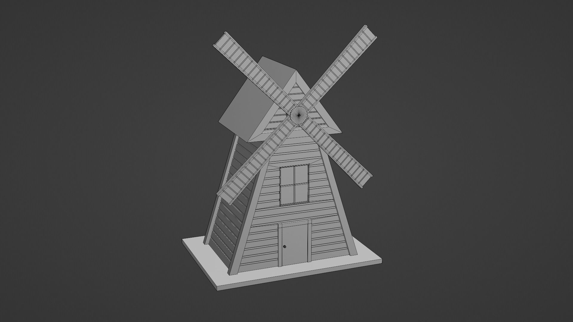 Windmill wooden Low-poly 3D model_10