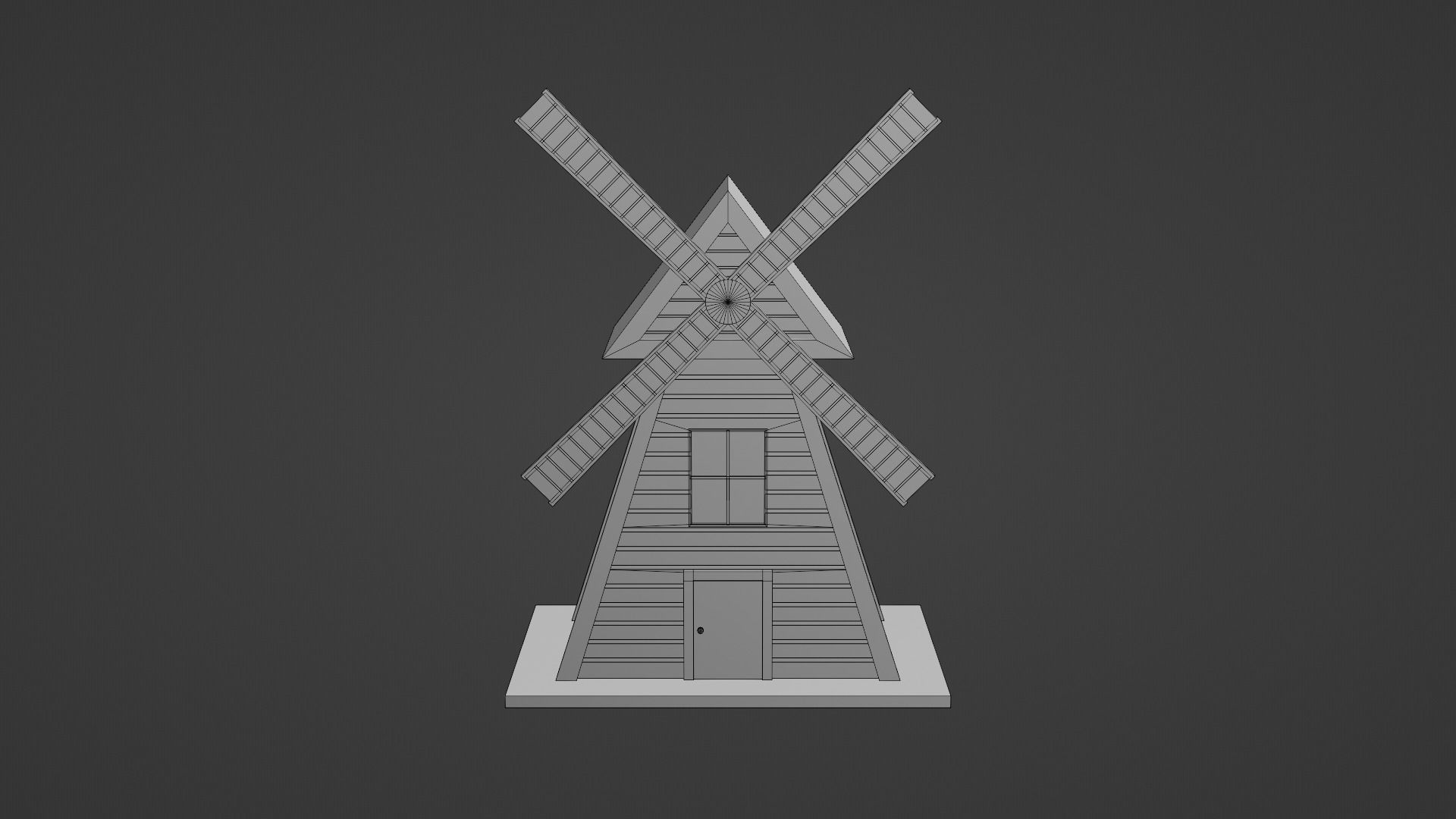 Windmill wooden Low-poly 3D model_9