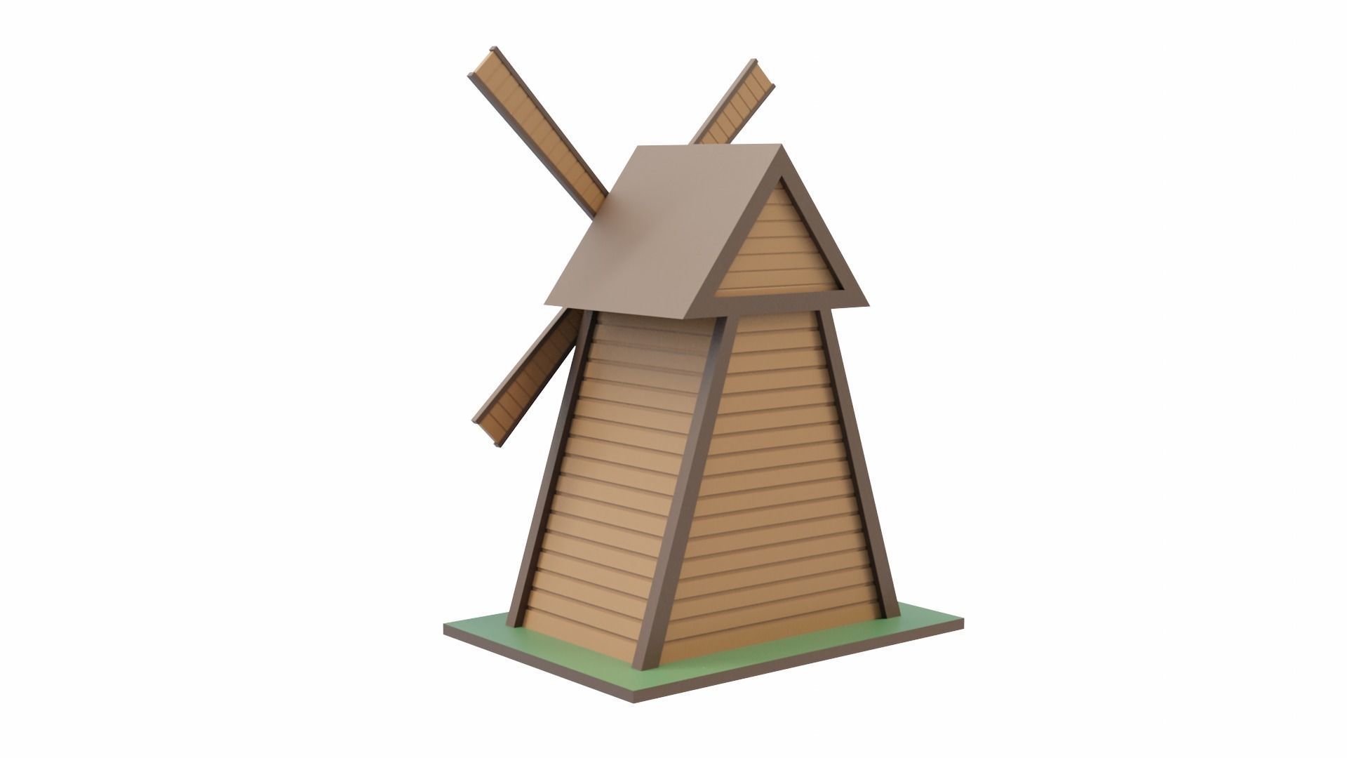 Windmill wooden Low-poly 3D model_7