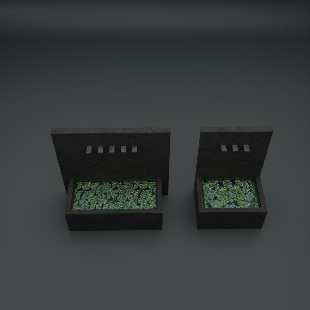 Modern fountain 2 variants low poly Low-poly 3D model_6