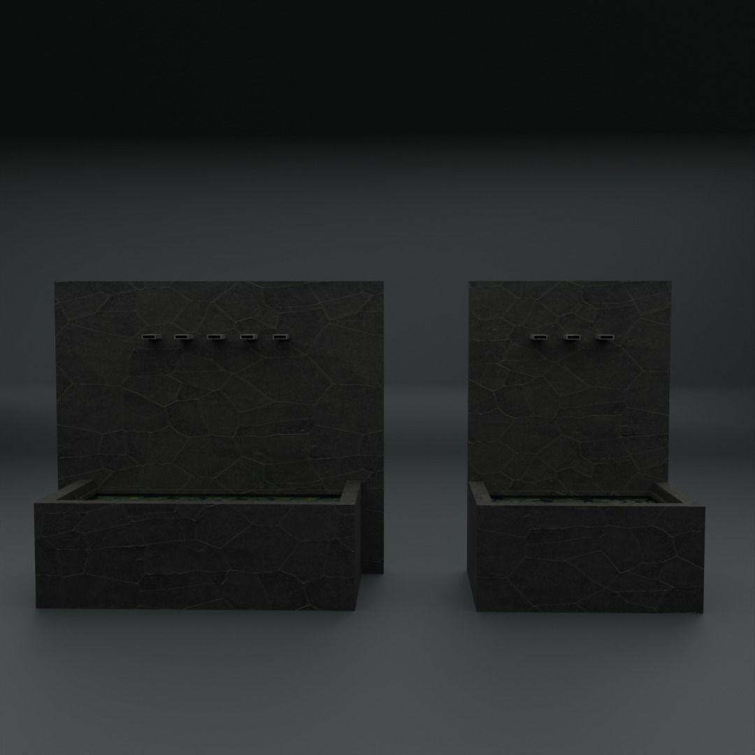 Modern fountain 2 variants low poly Low-poly 3D model_5