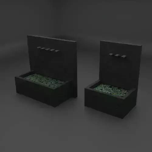Modern fountain  2 variants  low poly  Low-poly 3D model