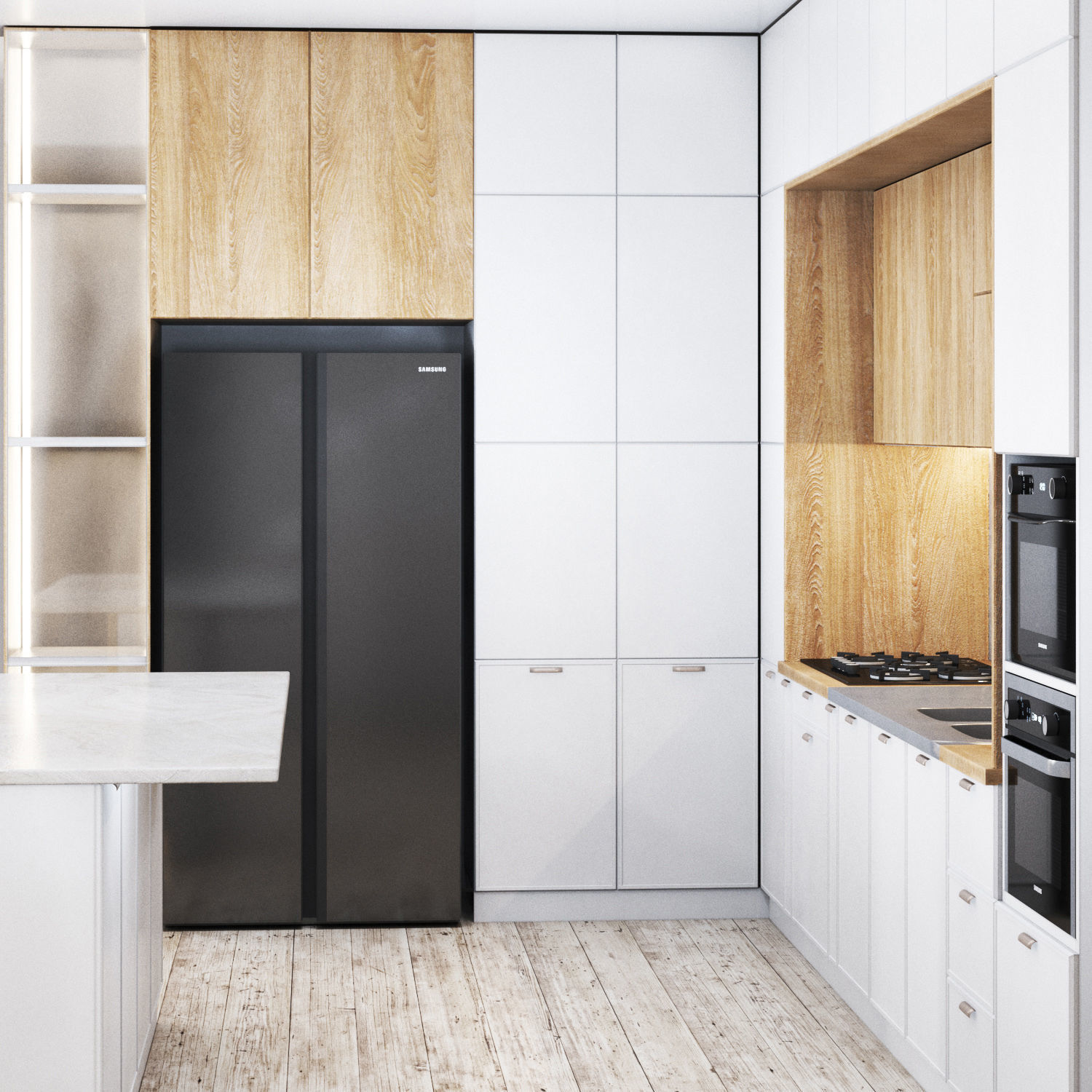 Kitchen01 modern kitchen with cabinets and stainless steel ap... 3D model_2