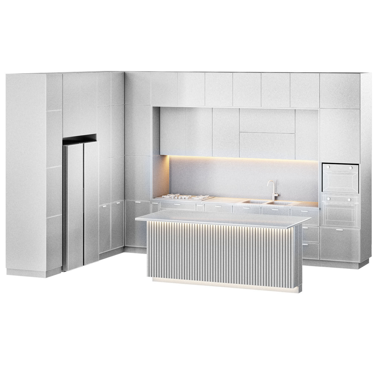 Kitchen01 modern kitchen with cabinets and stainless steel ap... 3D model_5