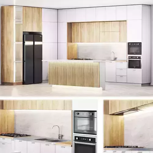Kitchen01 modern kitchen with cabinets and stainless steel ap... 3D model