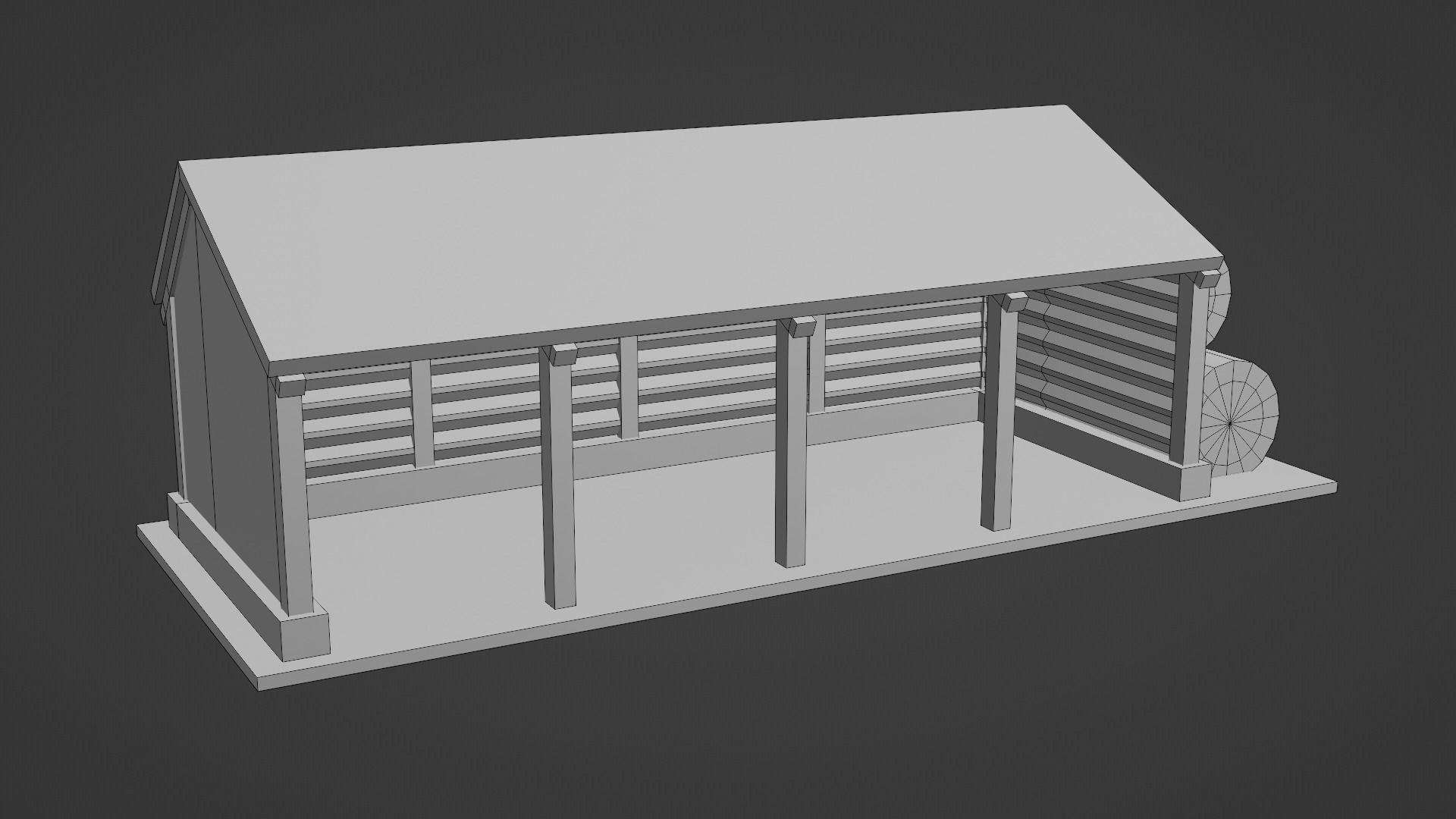 Pole Barn Low-poly 3D model_10