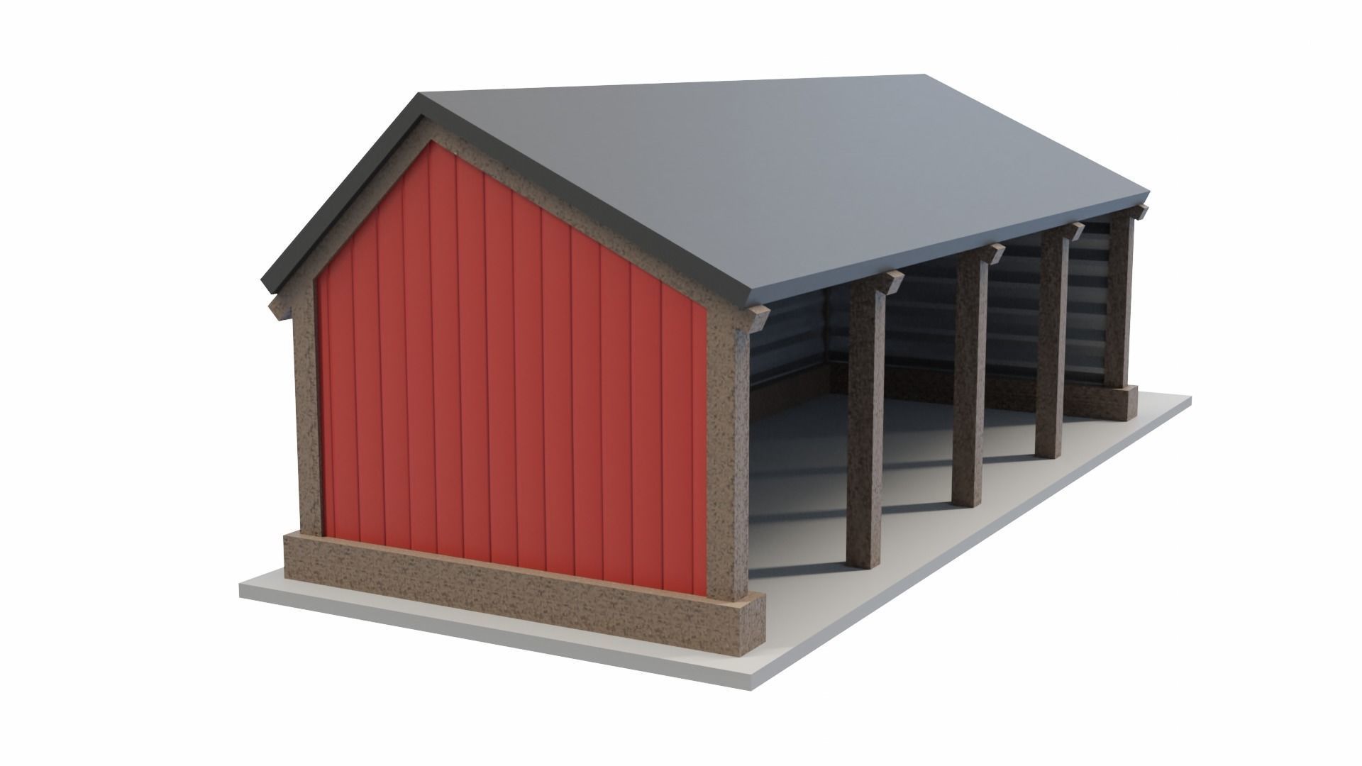 Pole Barn Low-poly 3D model_5