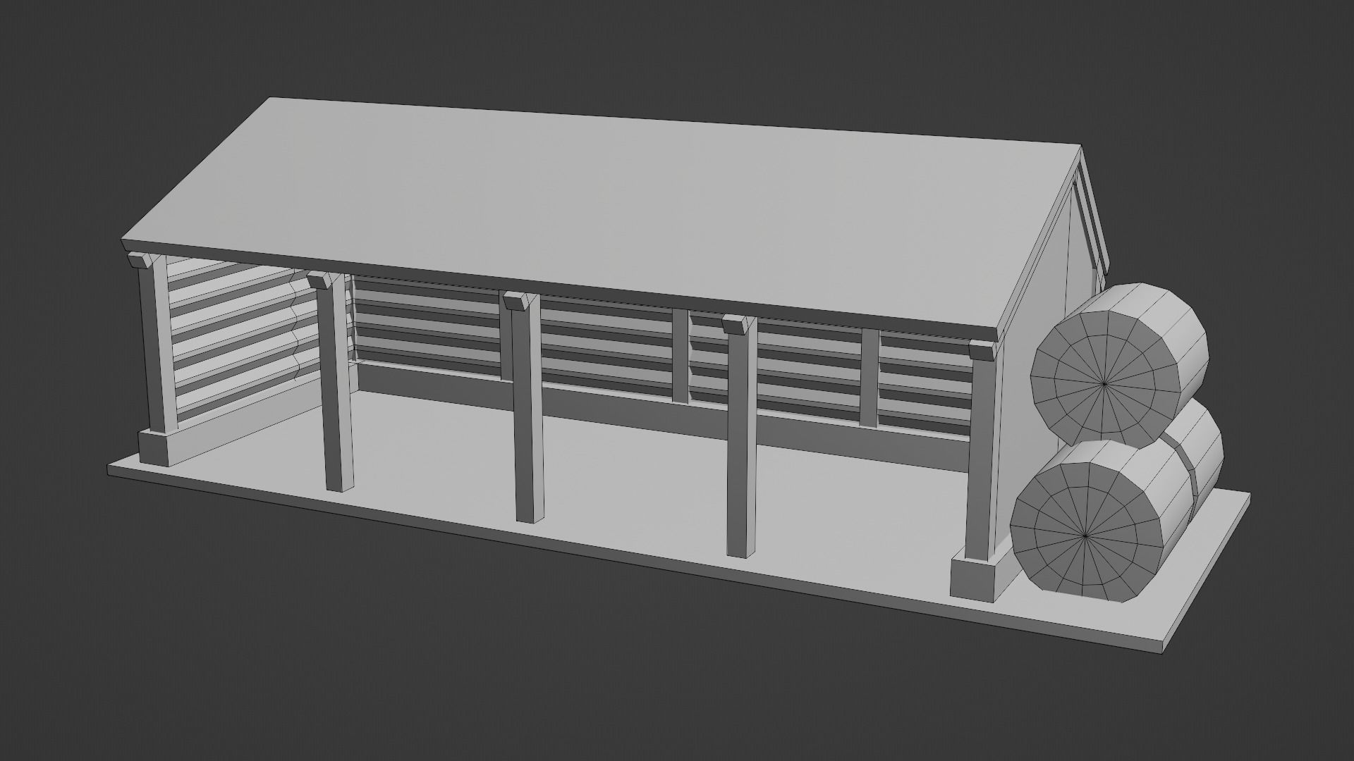 Pole Barn Low-poly 3D model_8