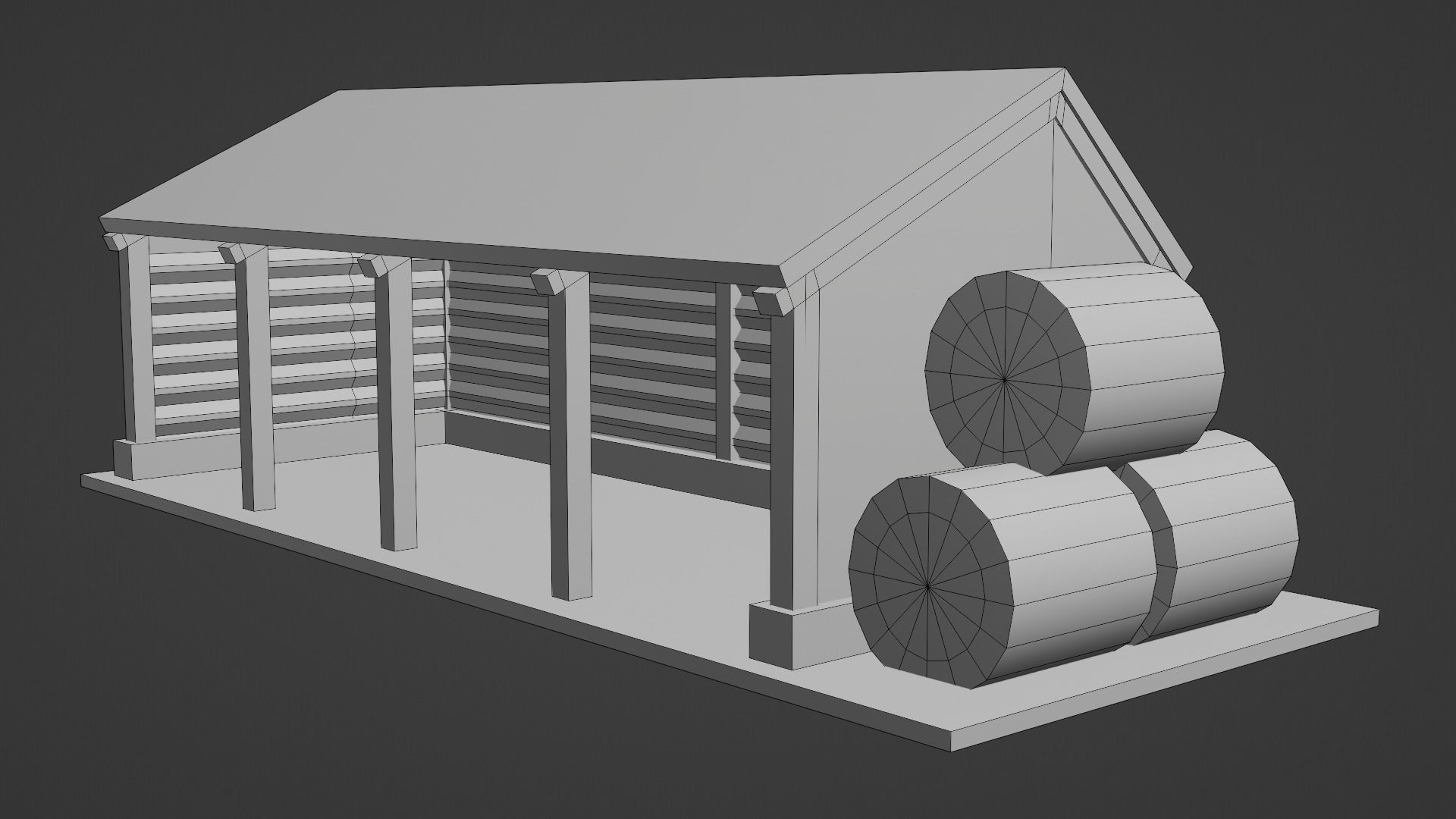 Pole Barn Low-poly 3D model_12