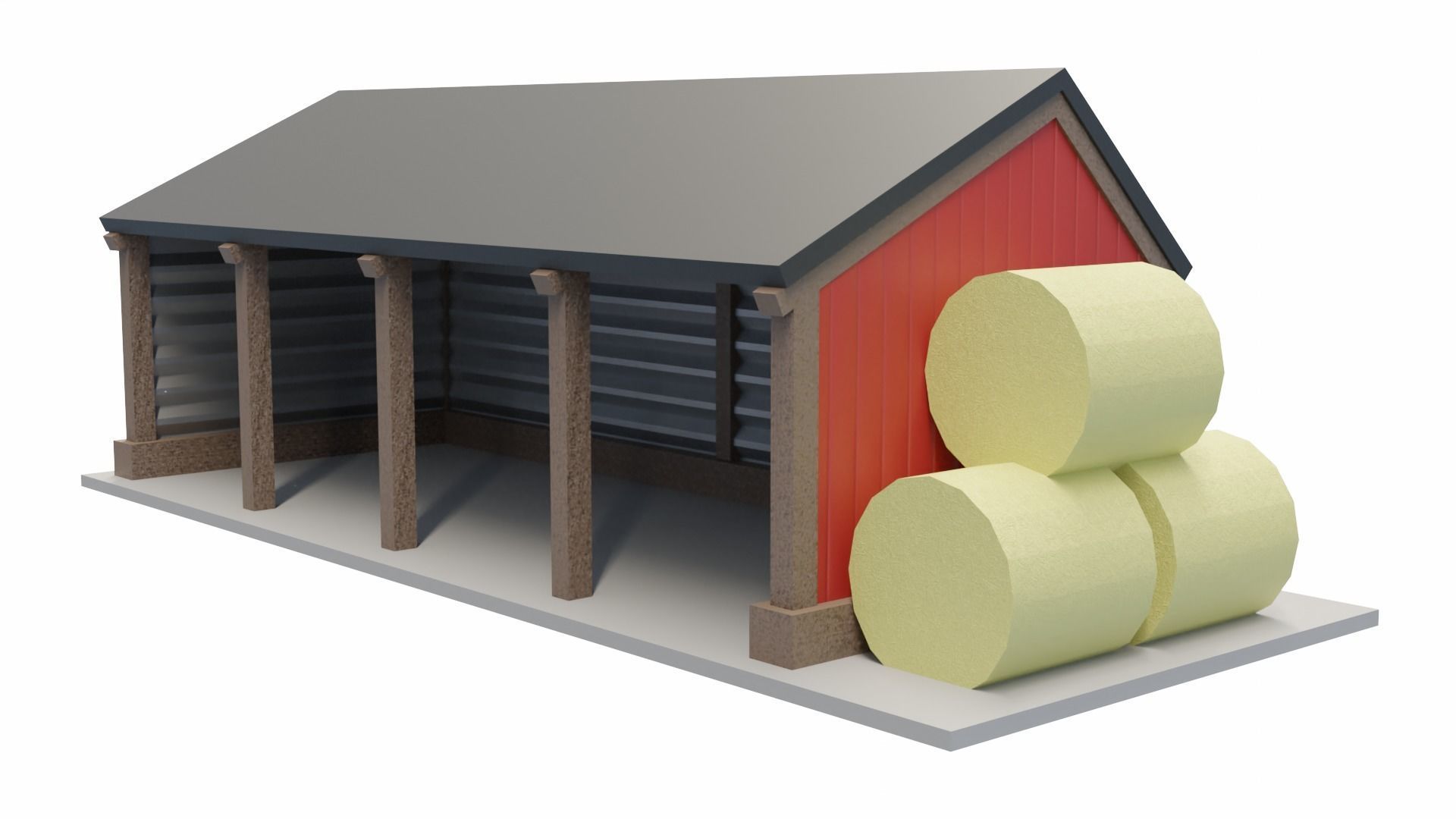 Pole Barn Low-poly 3D model_6