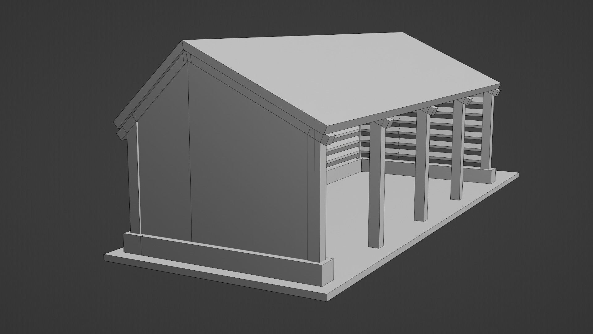 Pole Barn Low-poly 3D model_11