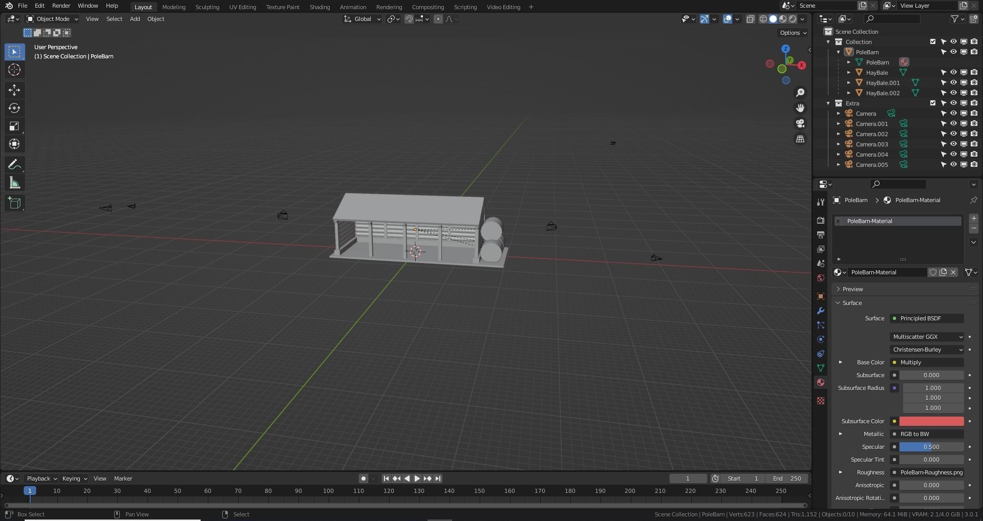 Pole Barn Low-poly 3D model_16