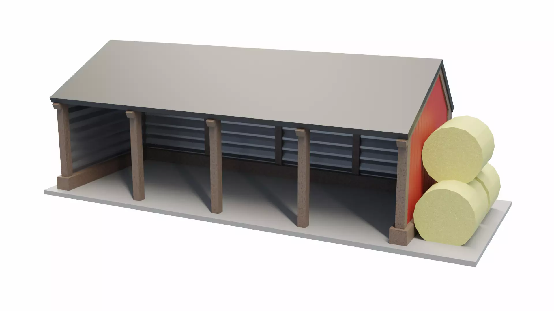 Pole Barn Low-poly 3D model_0