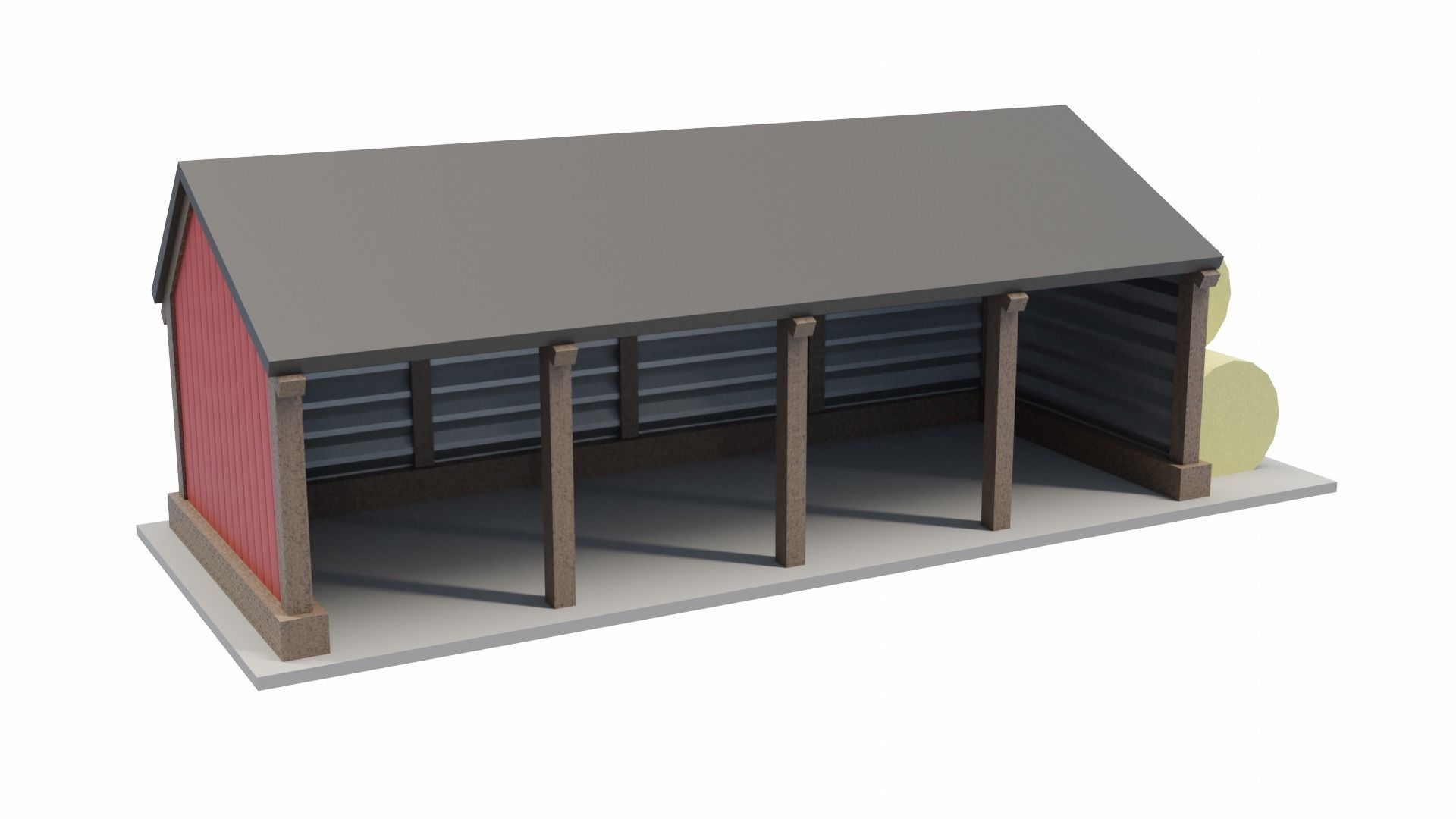 Pole Barn Low-poly 3D model_4