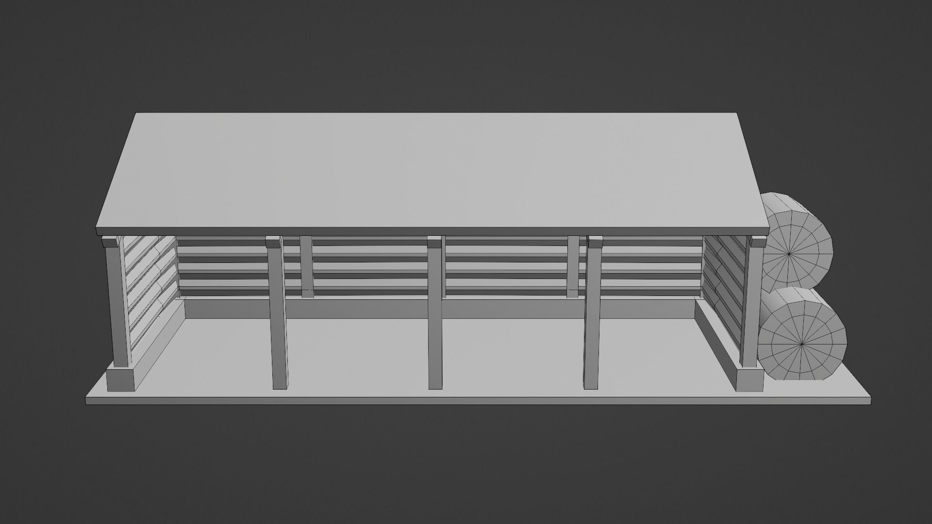 Pole Barn Low-poly 3D model_9