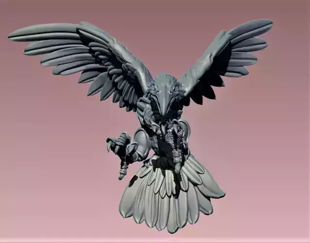 Raven phoenix bird with wings spread