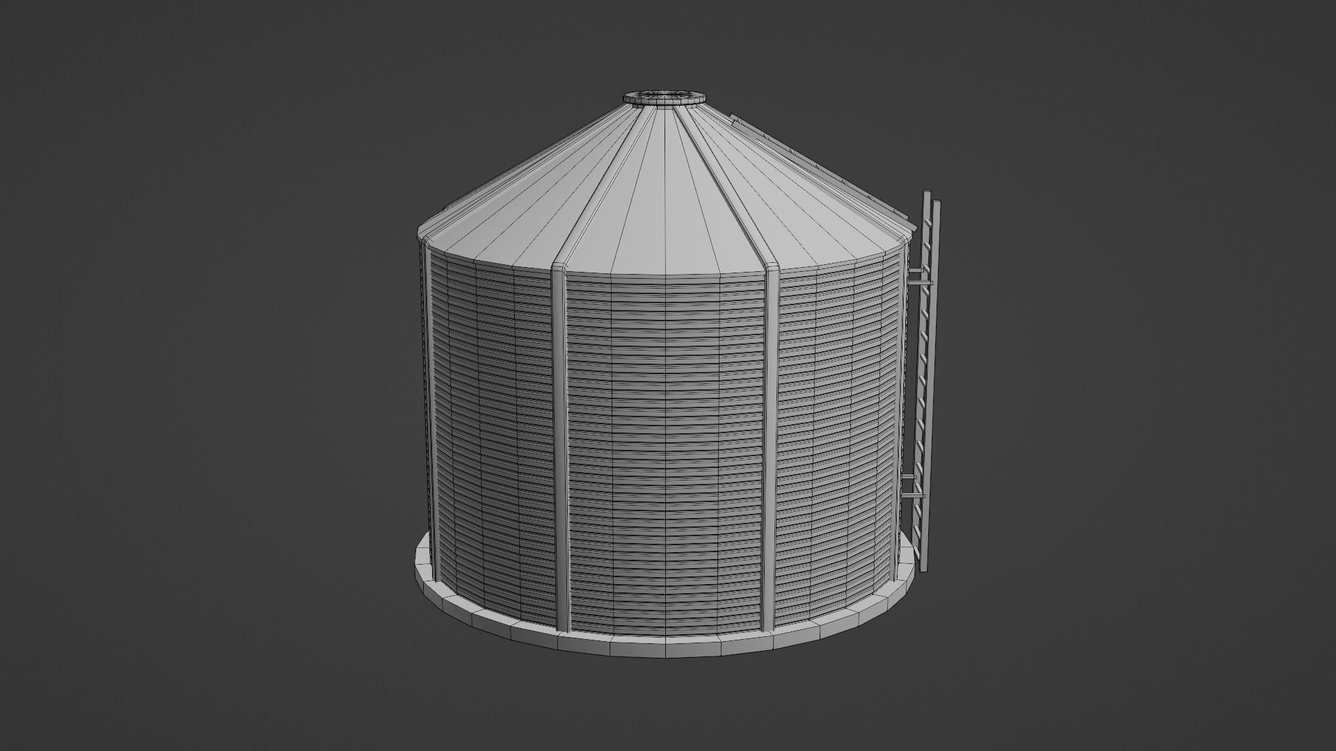Grain Bin Low-poly 3D model_19