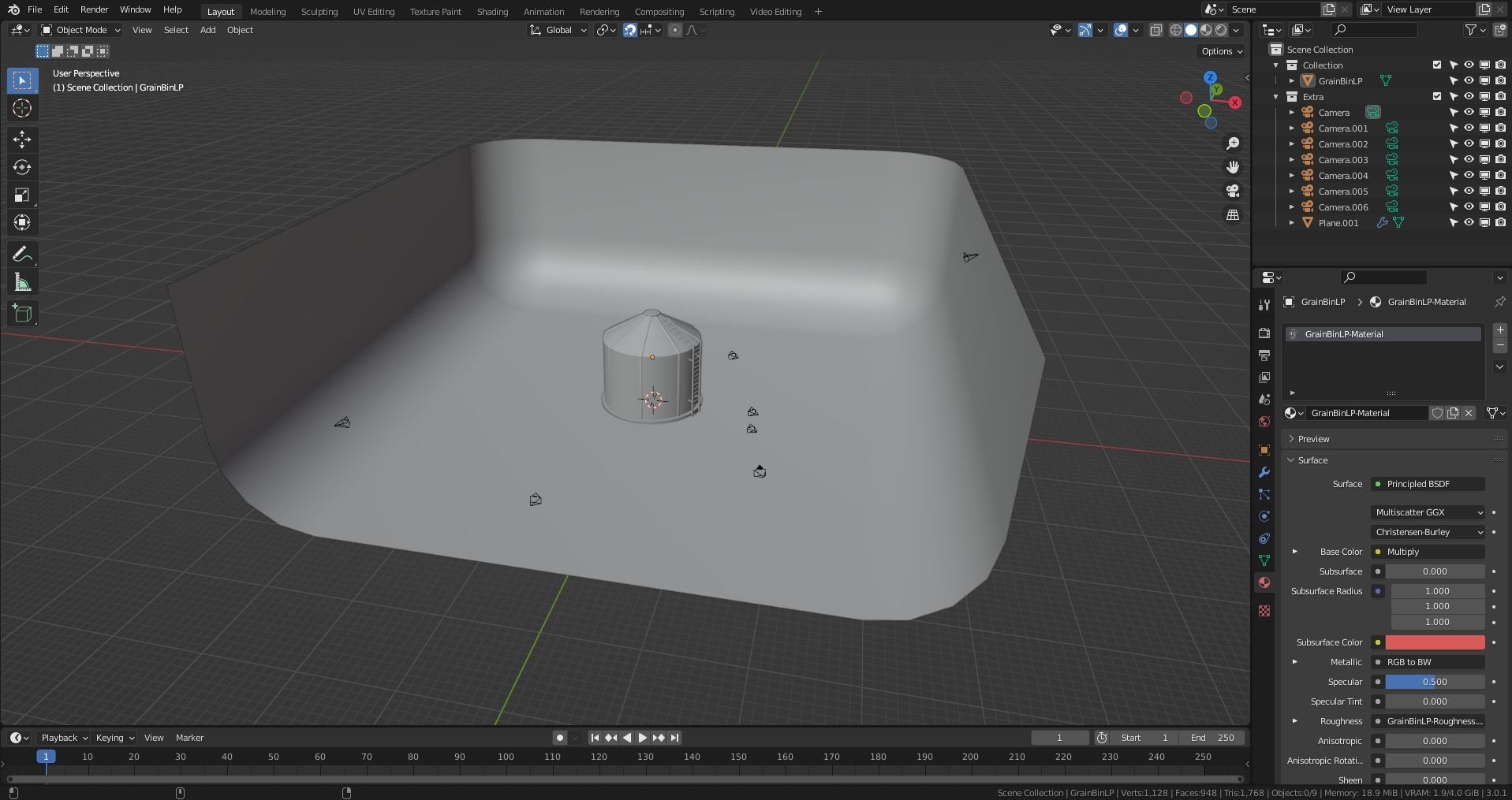 Grain Bin Low-poly 3D model_31
