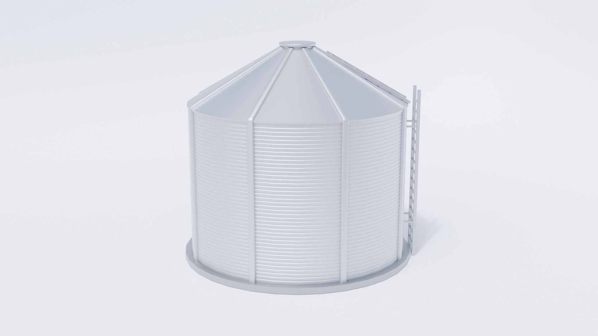 Grain Bin Low-poly 3D model_5