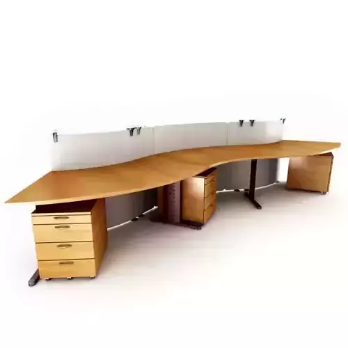 Brown Modern Contoured Office Desk