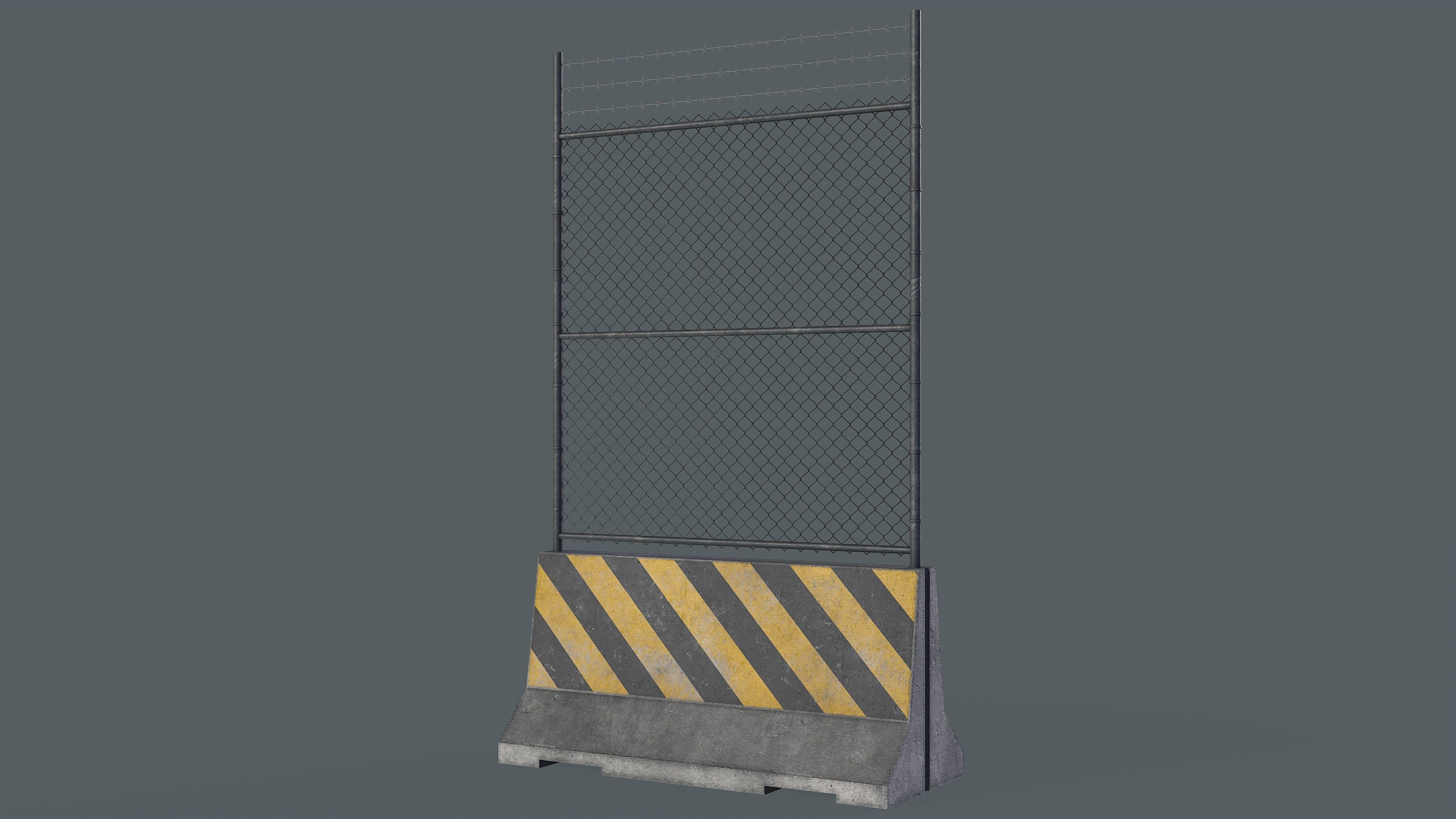 Set of 5 Concrete Barriers Low-poly 3D model_12