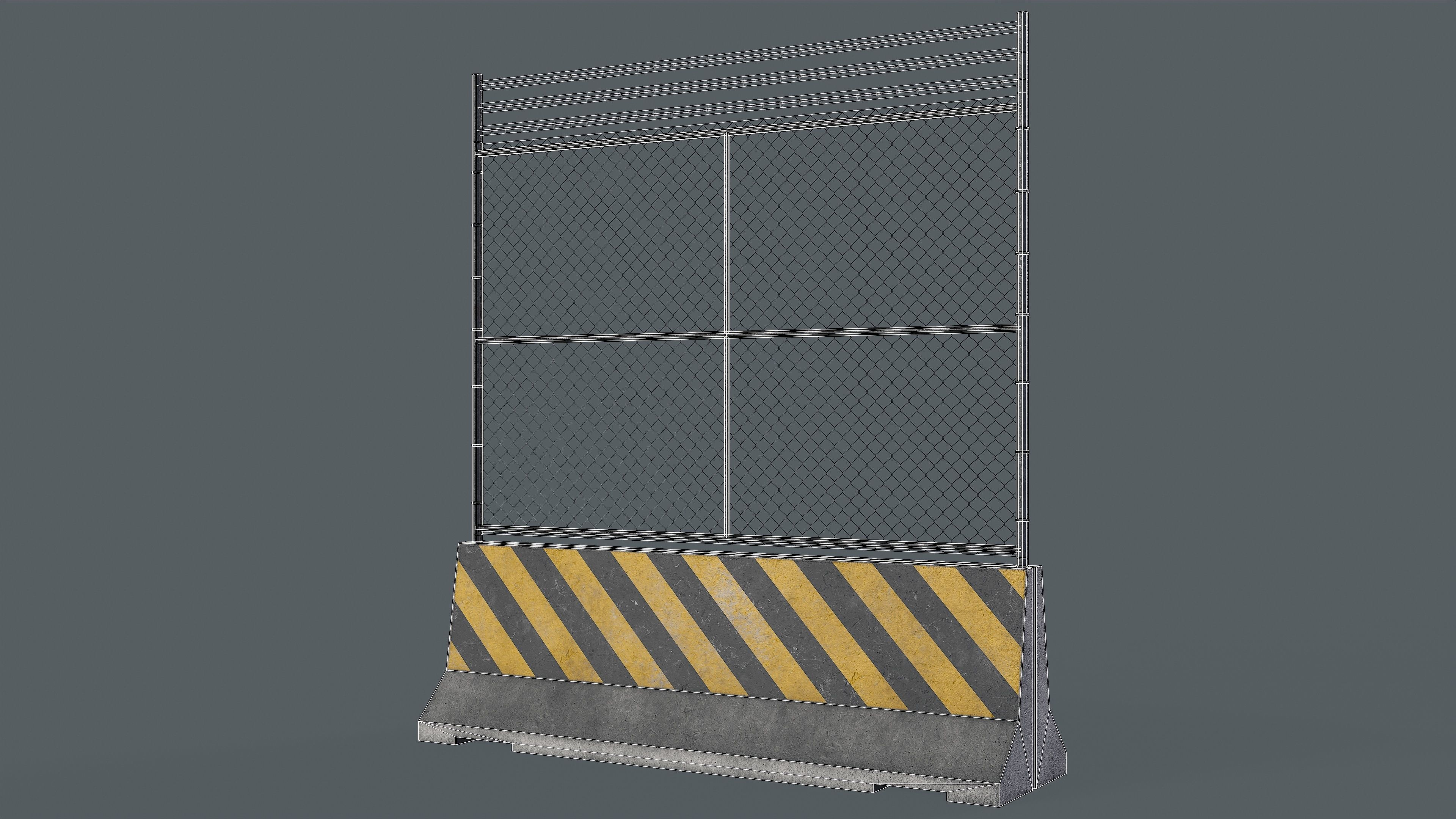 Set of 5 Concrete Barriers Low-poly 3D model_18