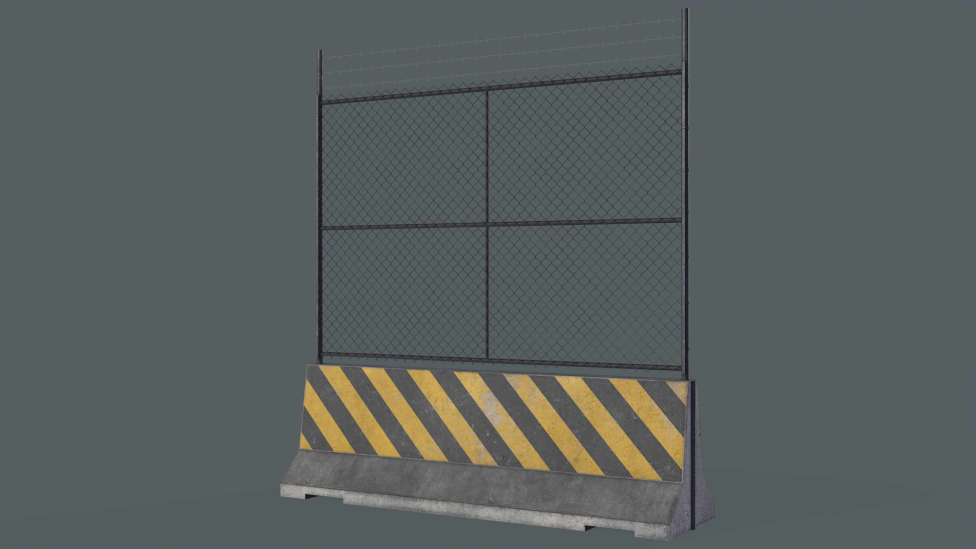 Set of 5 Concrete Barriers Low-poly 3D model_15
