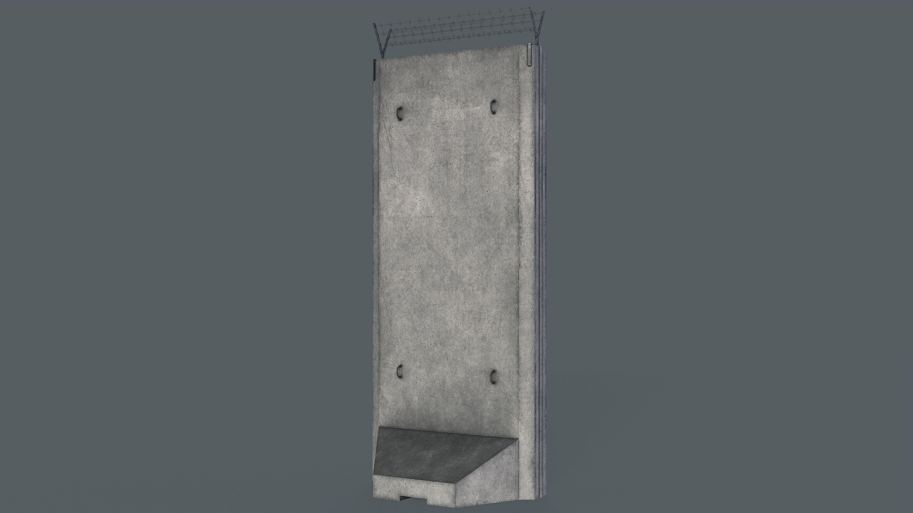Set of 5 Concrete Barriers Low-poly 3D model_19