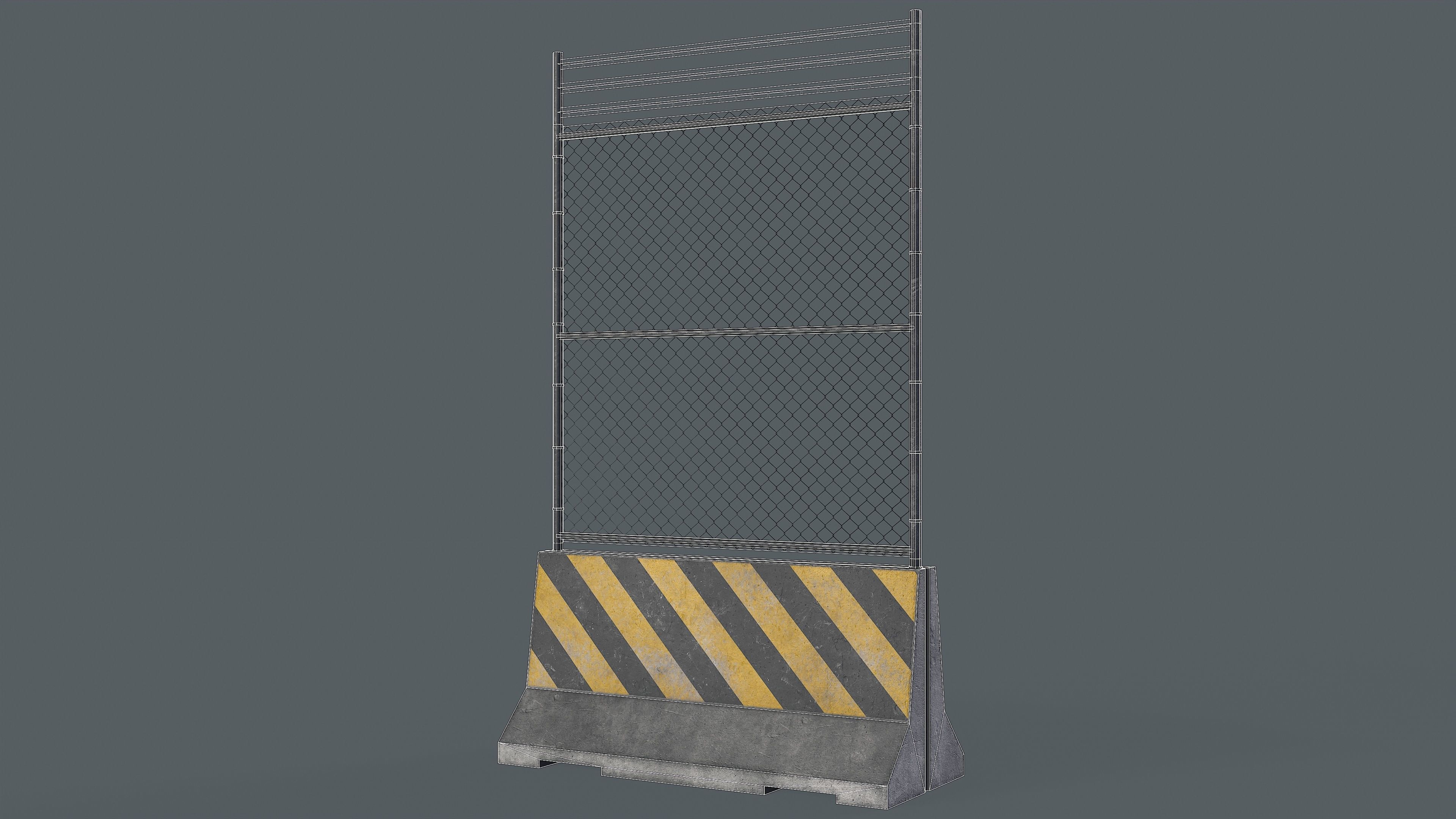 Set of 5 Concrete Barriers Low-poly 3D model_14