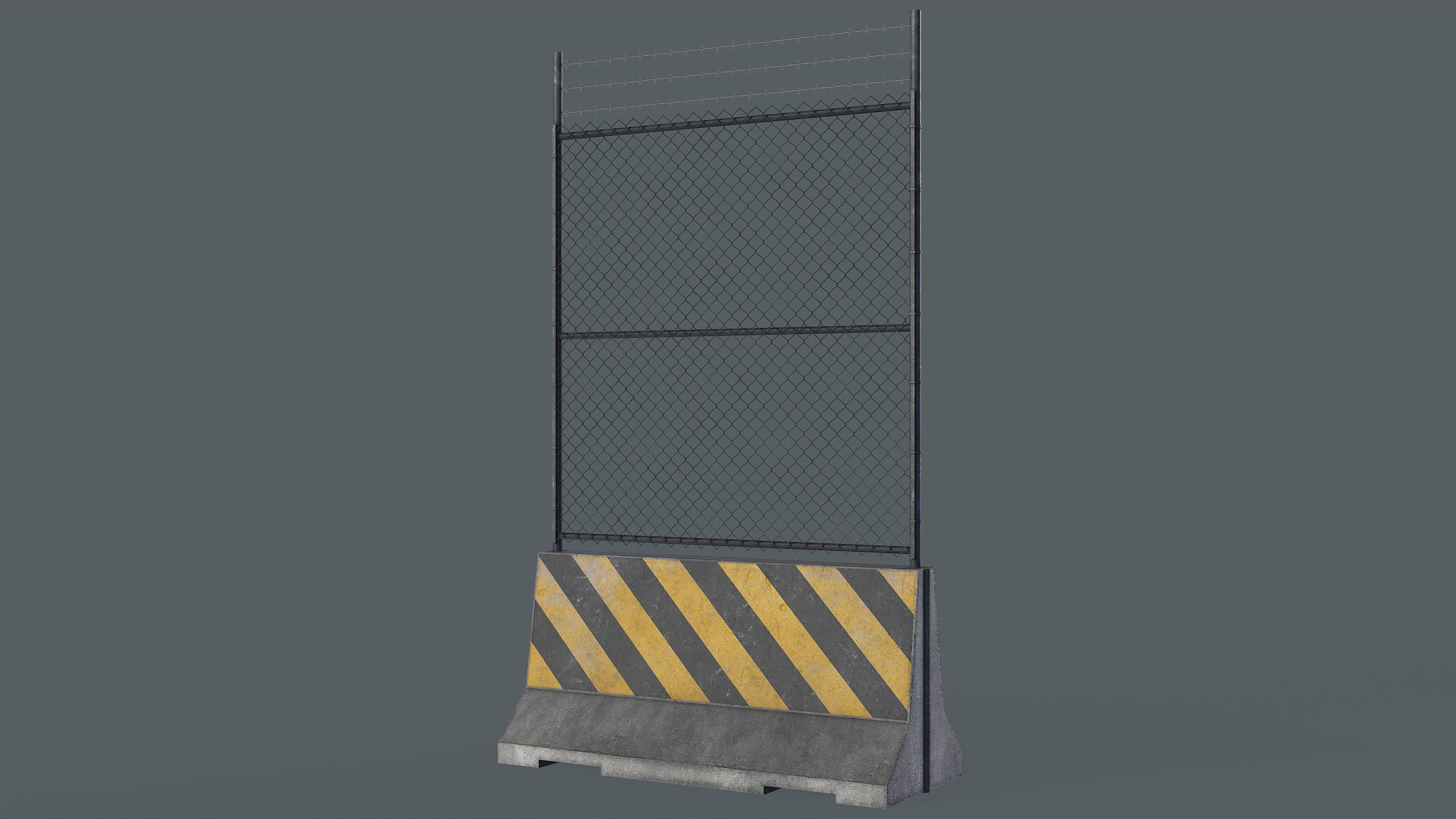 Set of 5 Concrete Barriers Low-poly 3D model_11