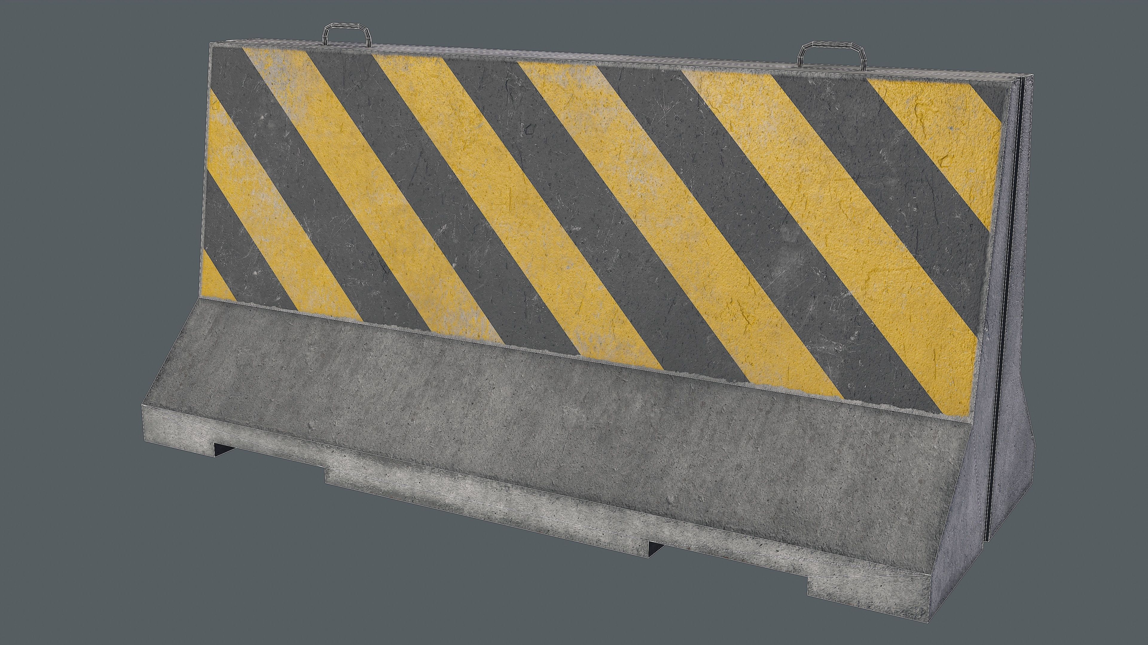 Set of 5 Concrete Barriers Low-poly 3D model_5