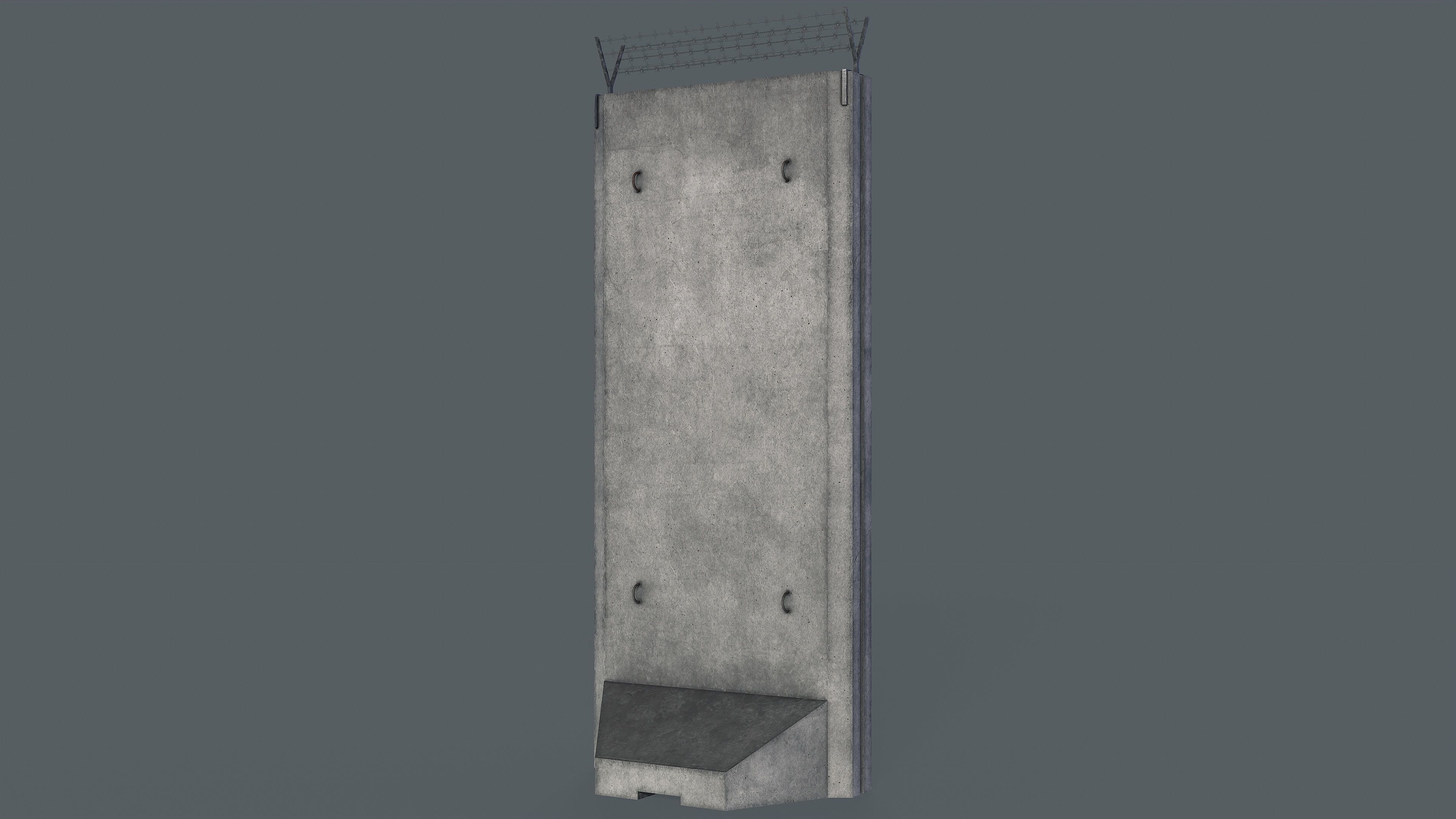 Set of 5 Concrete Barriers Low-poly 3D model_20