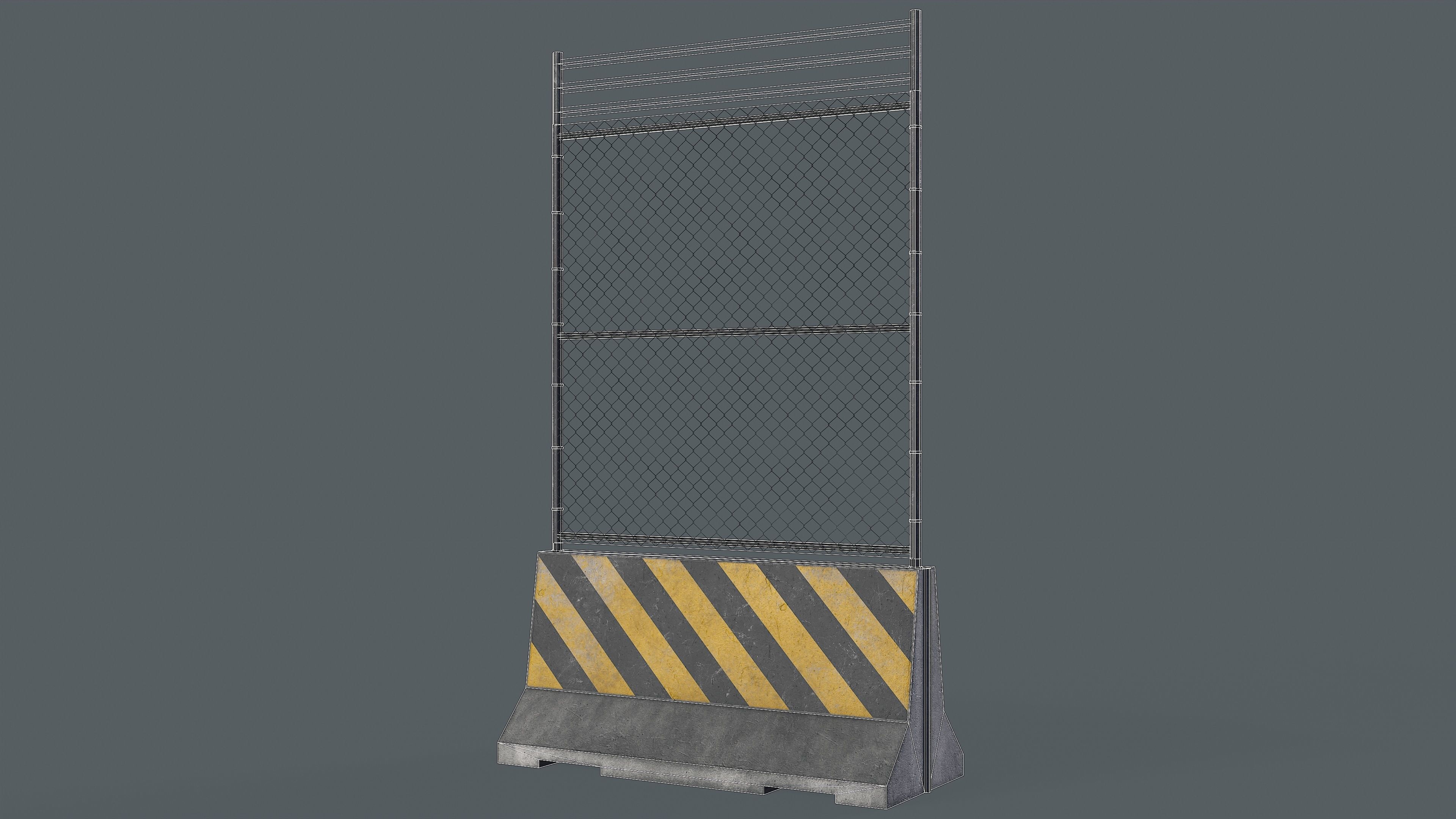 Set of 5 Concrete Barriers Low-poly 3D model_13
