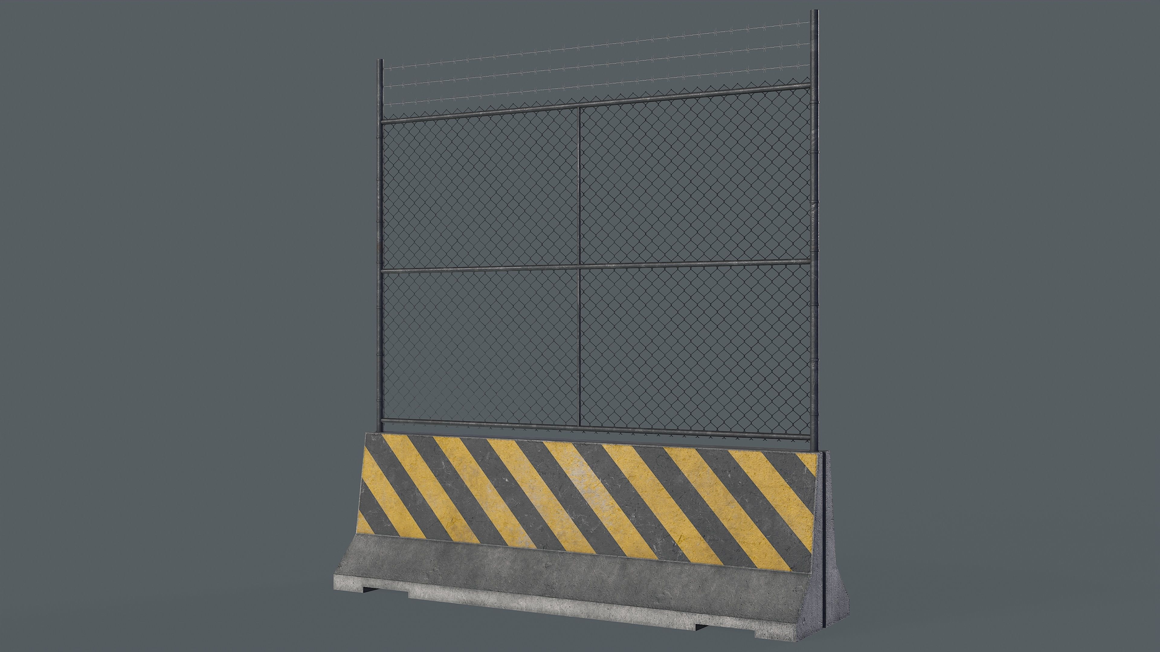 Set of 5 Concrete Barriers Low-poly 3D model_16