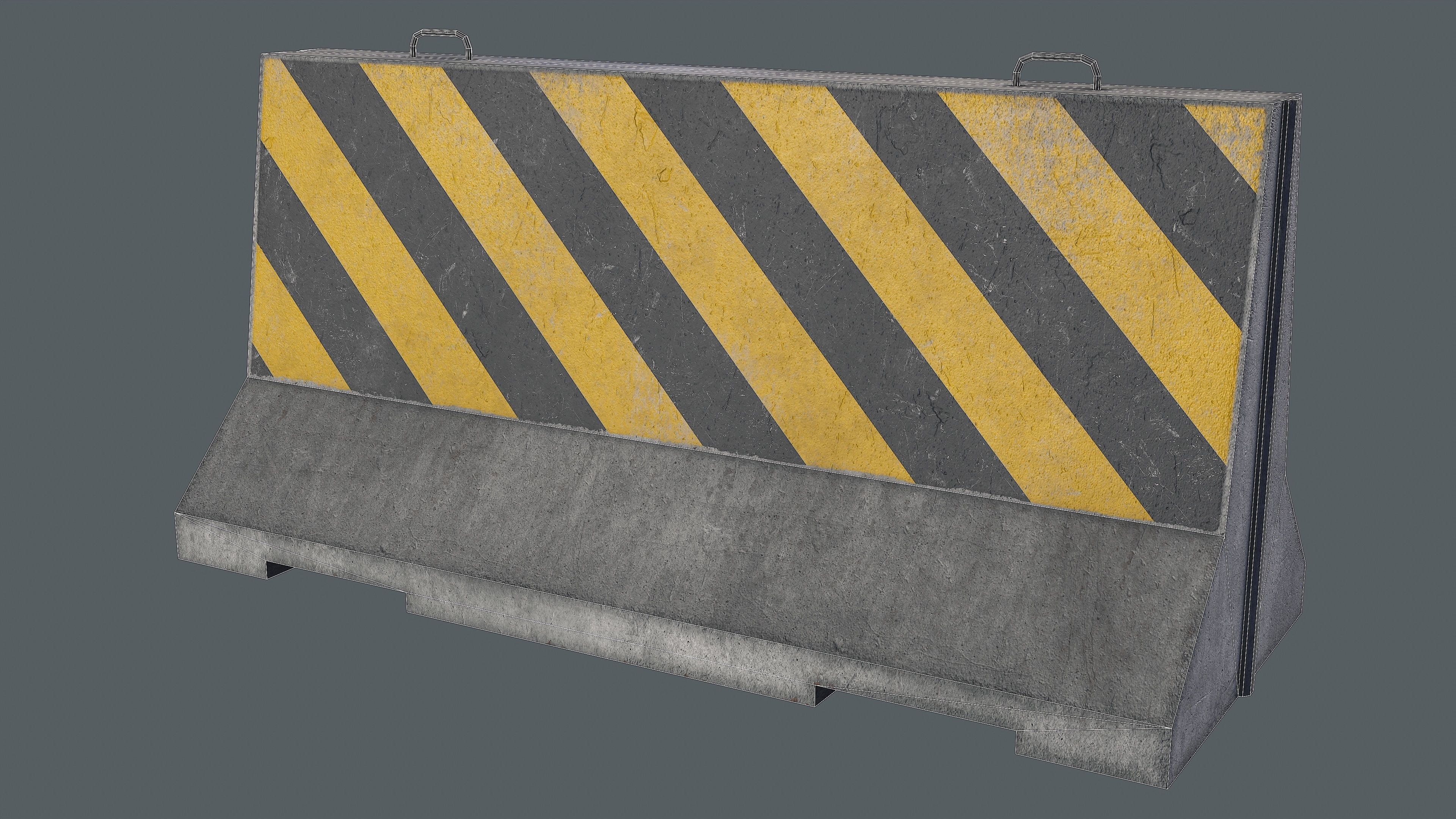 Set of 5 Concrete Barriers Low-poly 3D model_6