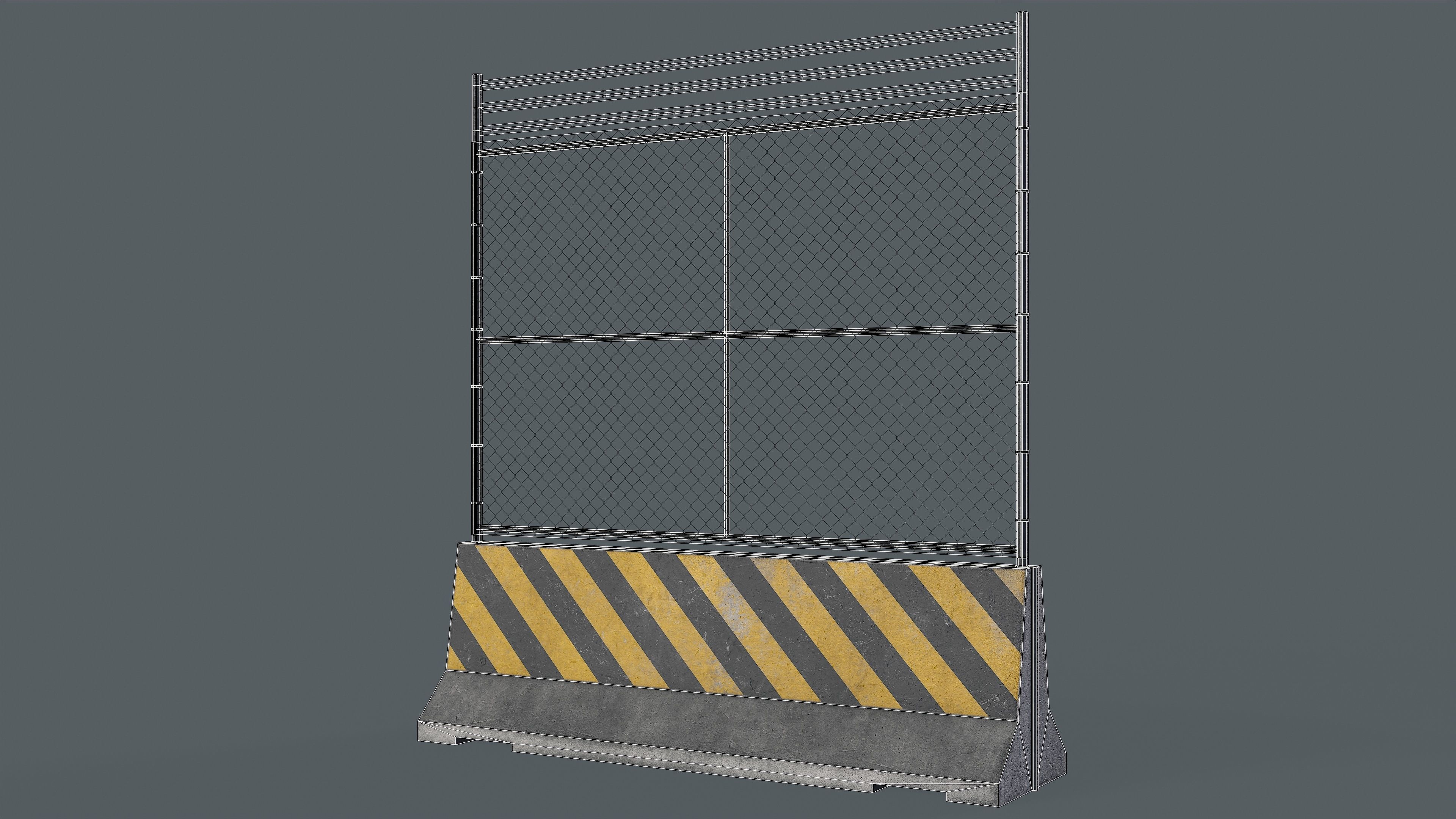 Set of 5 Concrete Barriers Low-poly 3D model_17
