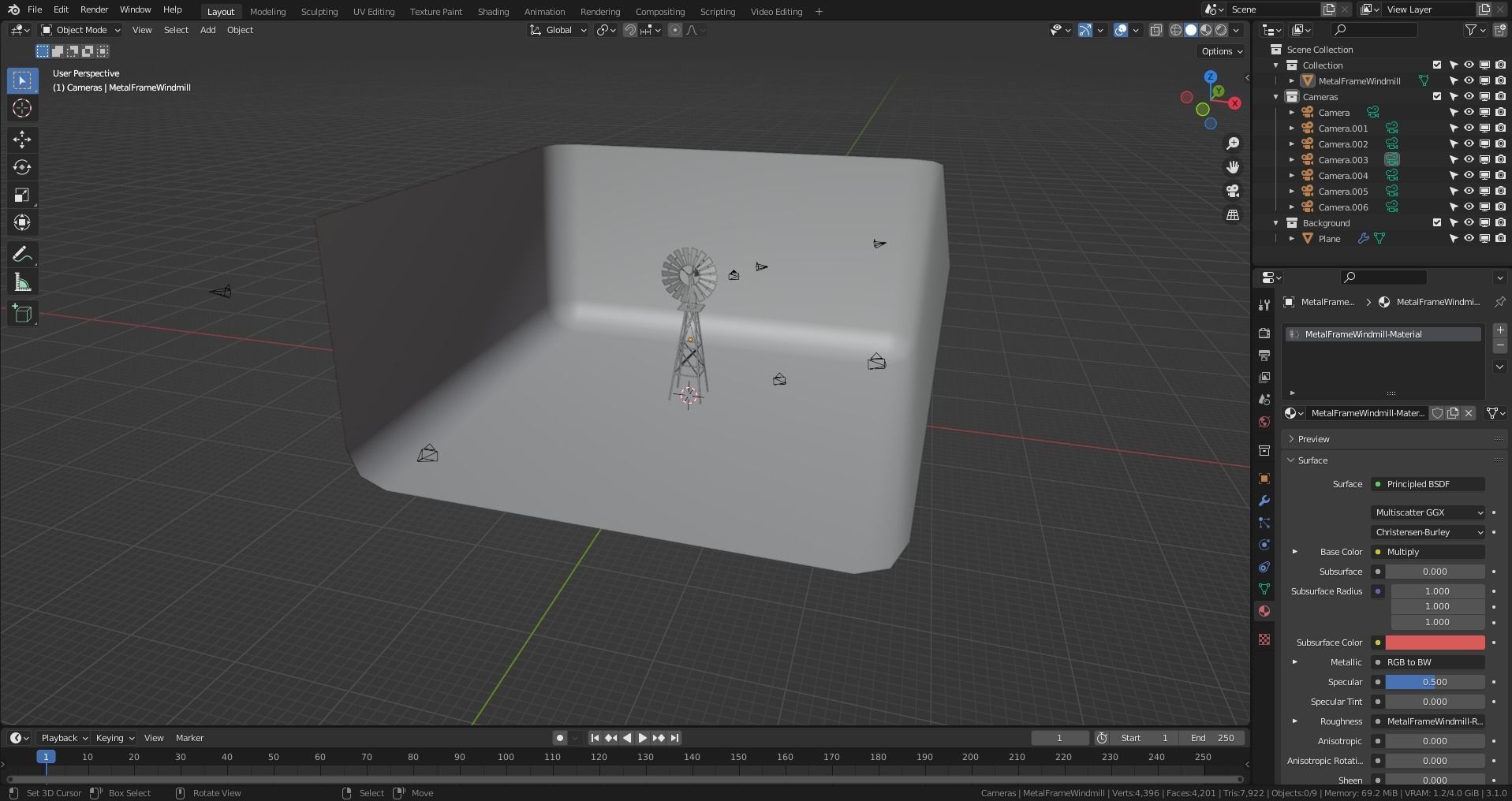 Metal Frame Windmill Low-poly 3D model_16