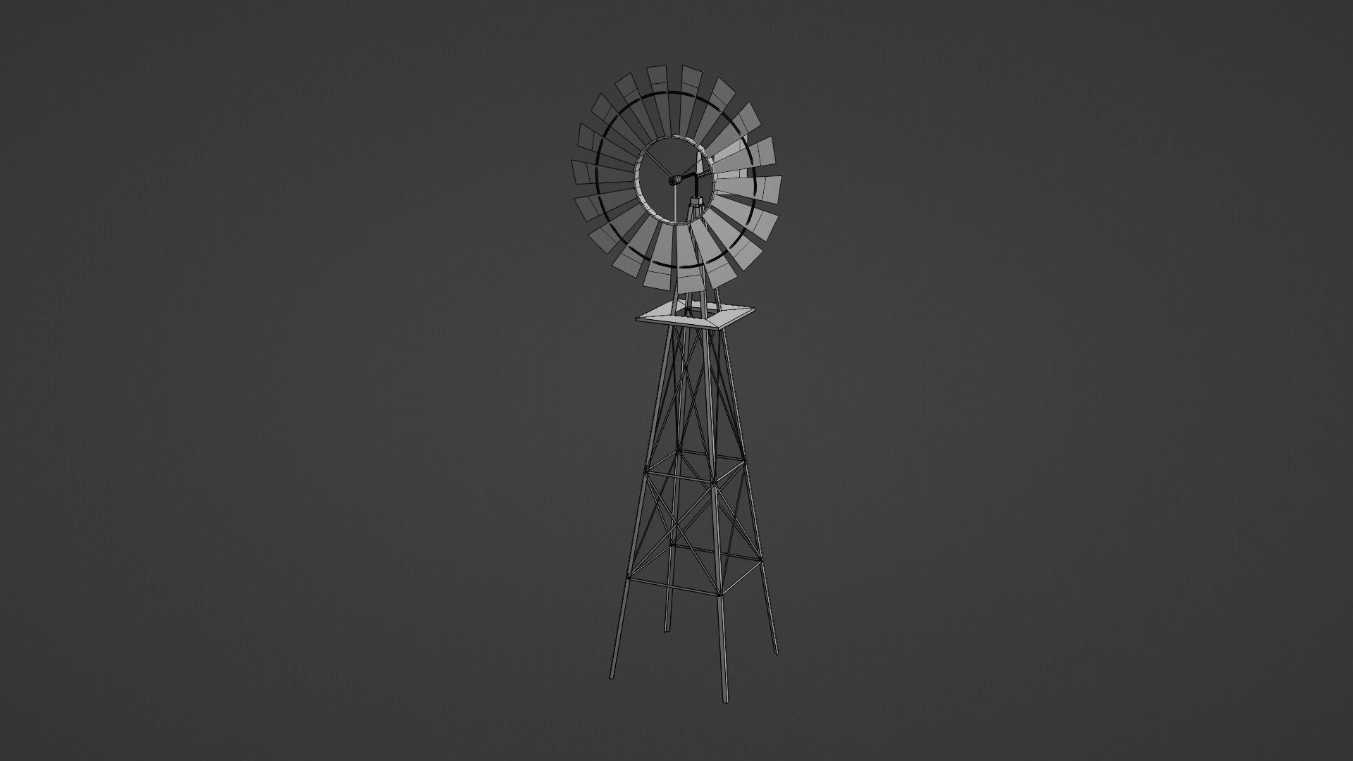 Metal Frame Windmill Low-poly 3D model_9