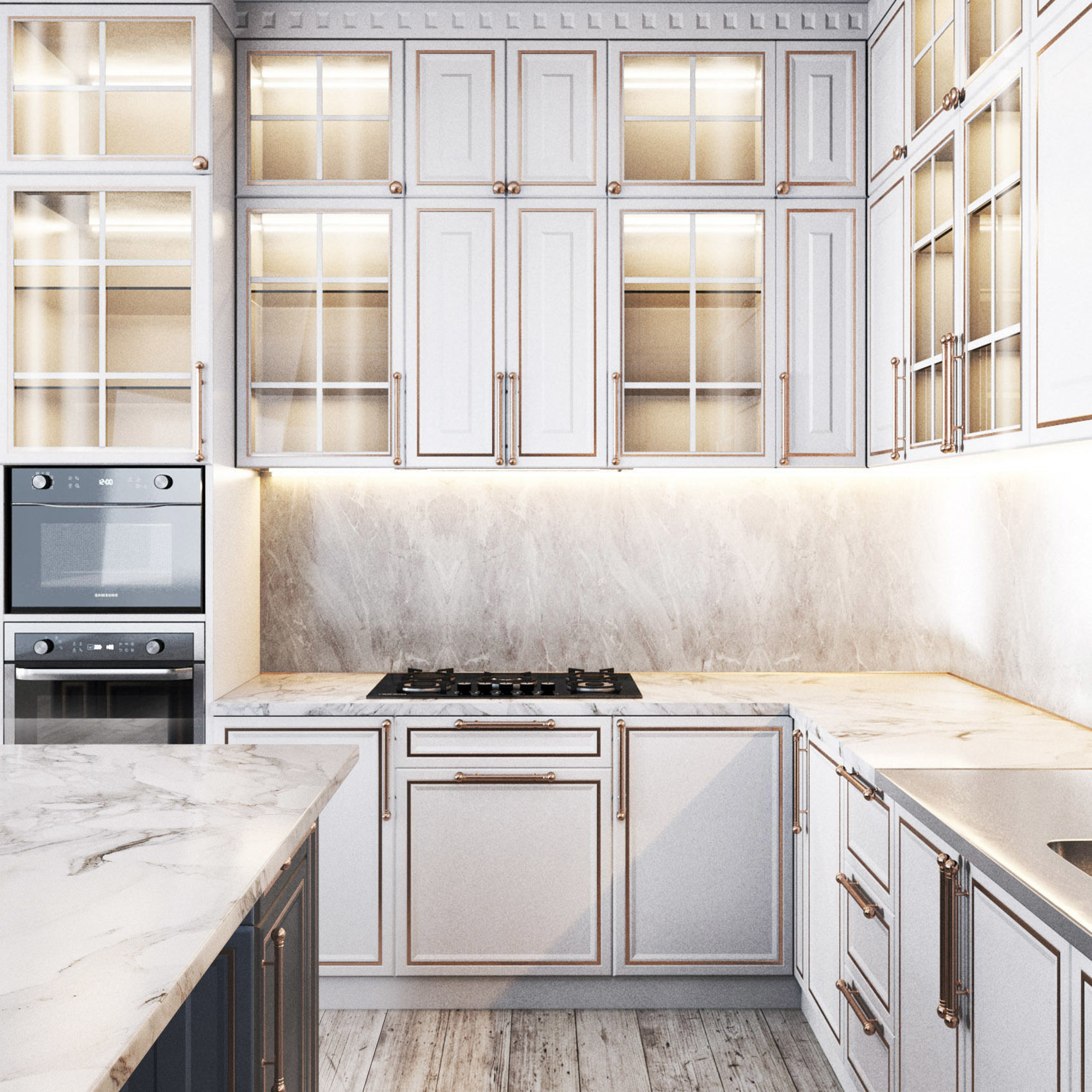 Neoclassical kitchen 3D model_4