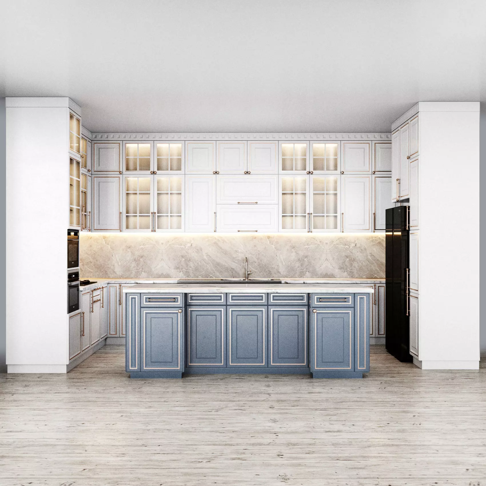 Neoclassical kitchen 3D model_0